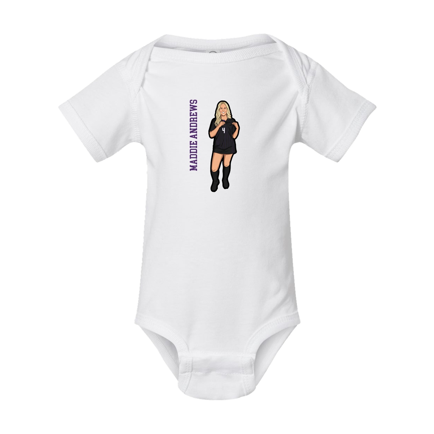 Baby Onesie — Name Vertical in White