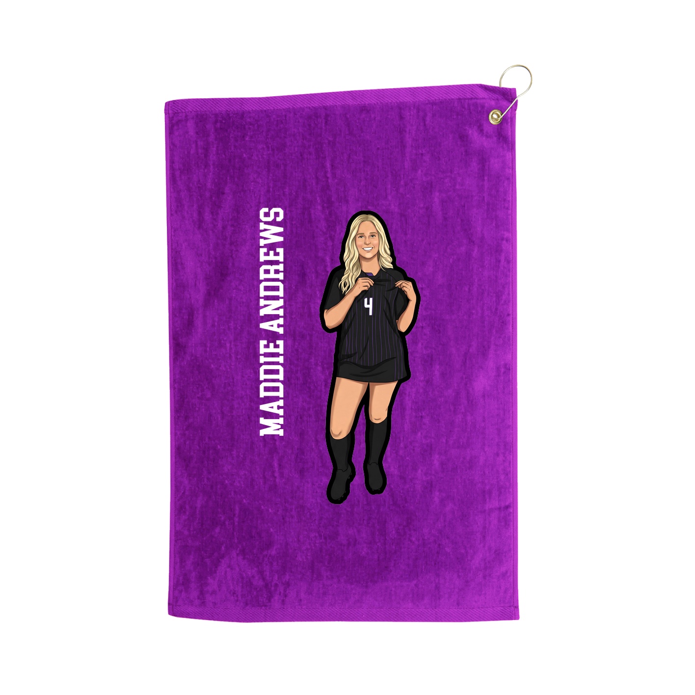 Golf Towel — Name Vertical in Purple