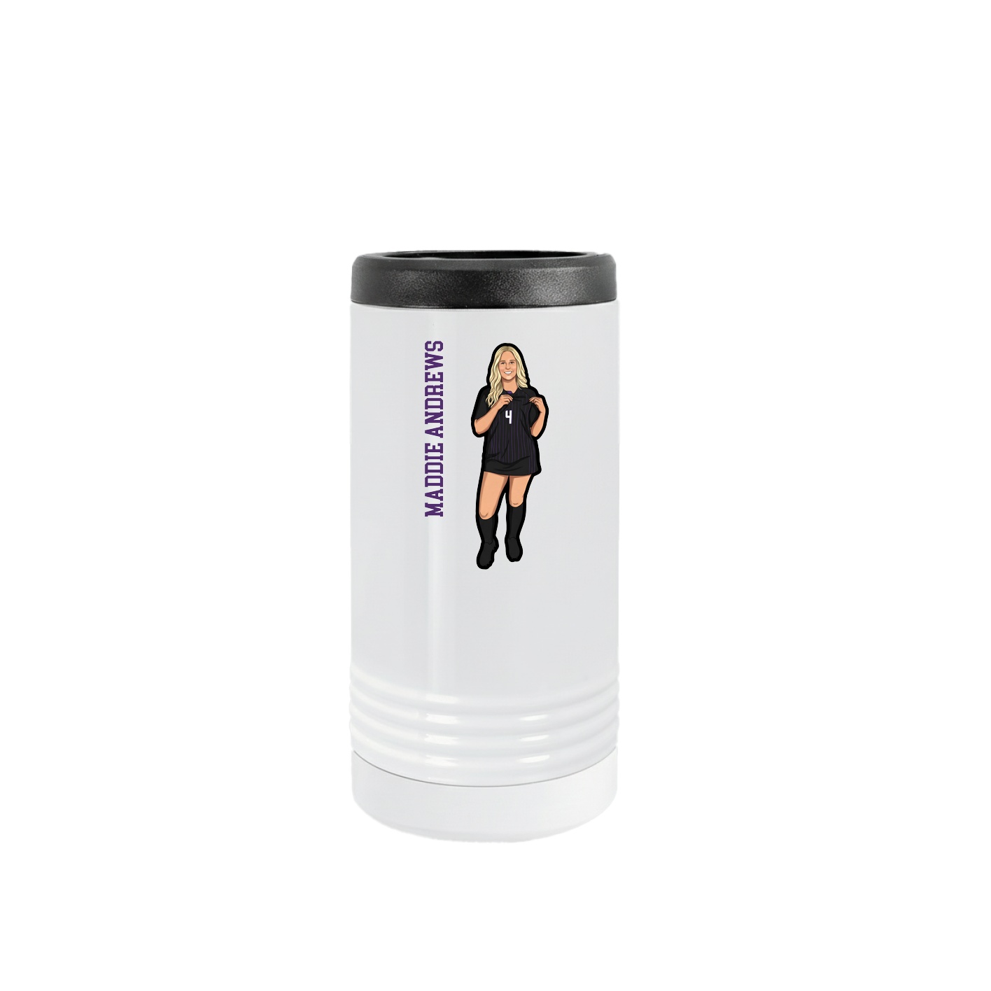 Slim Beverage Holder — Name Vertical in White