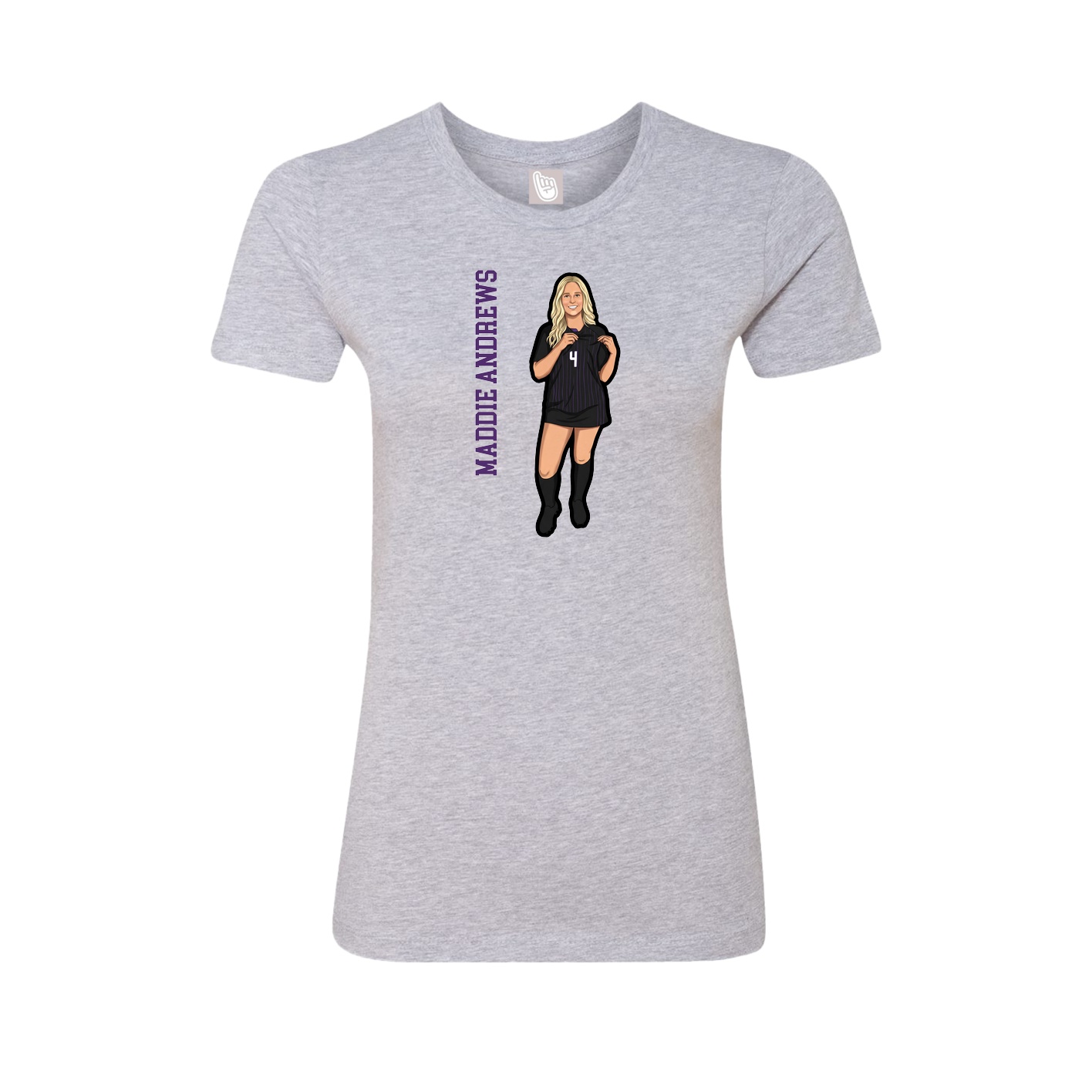 Fitted Women's Tee — Name Vertical in Grey
