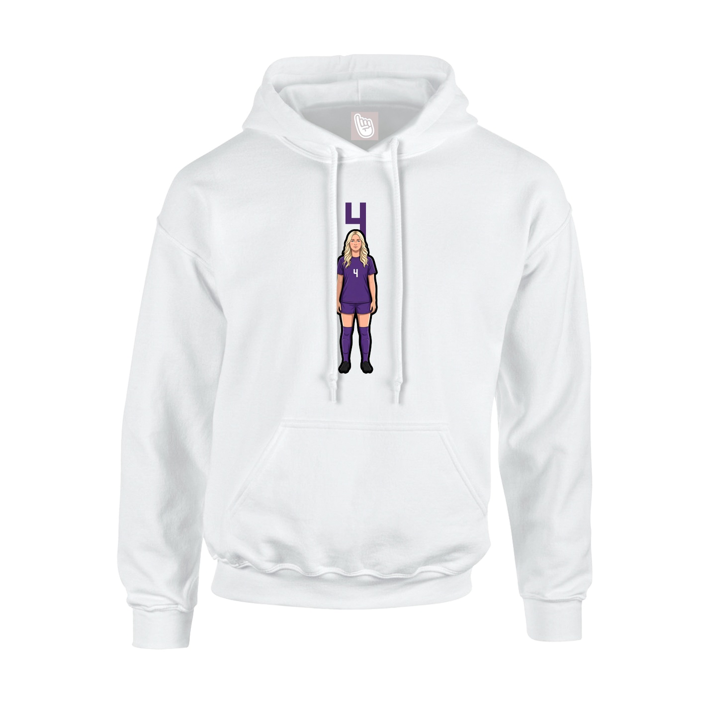 Youth Hoodie — Number Top in White