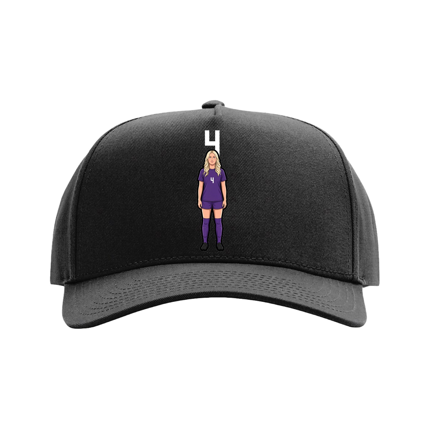 Full Fabric Five-Panel Champ Cap — Number Top in Black