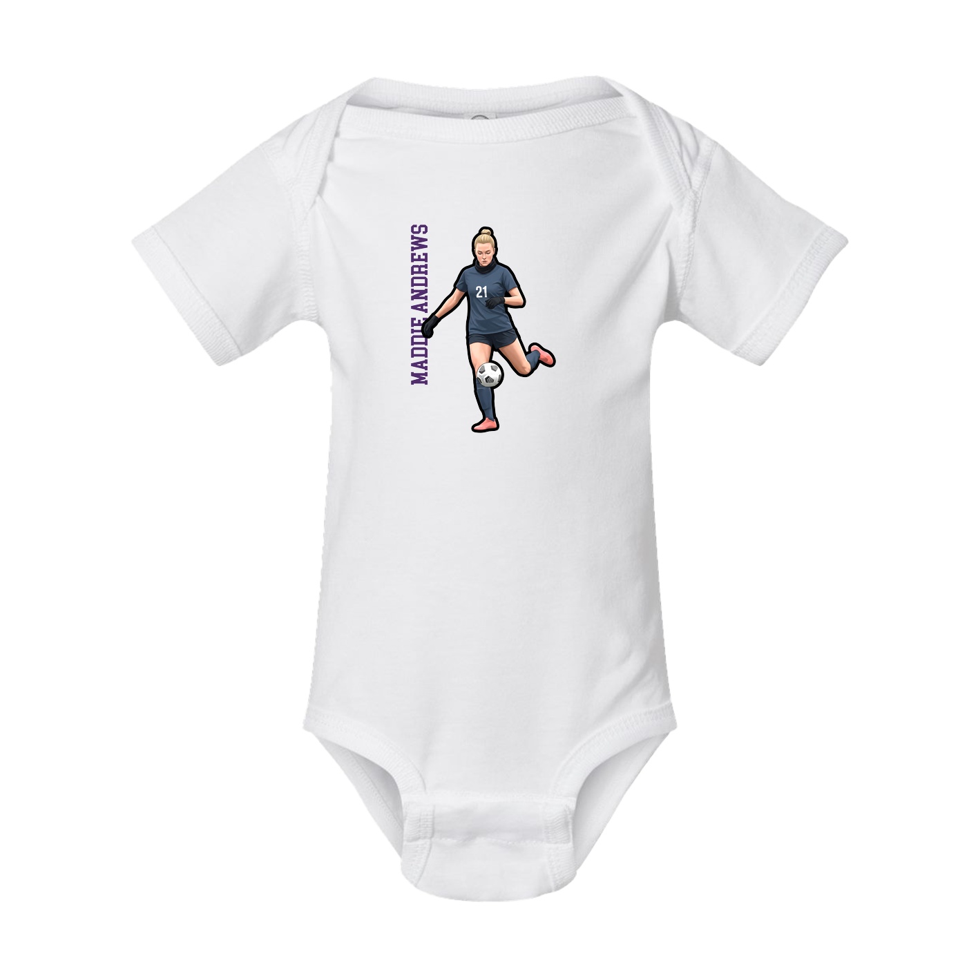 Baby Onesie — Name Vertical in White