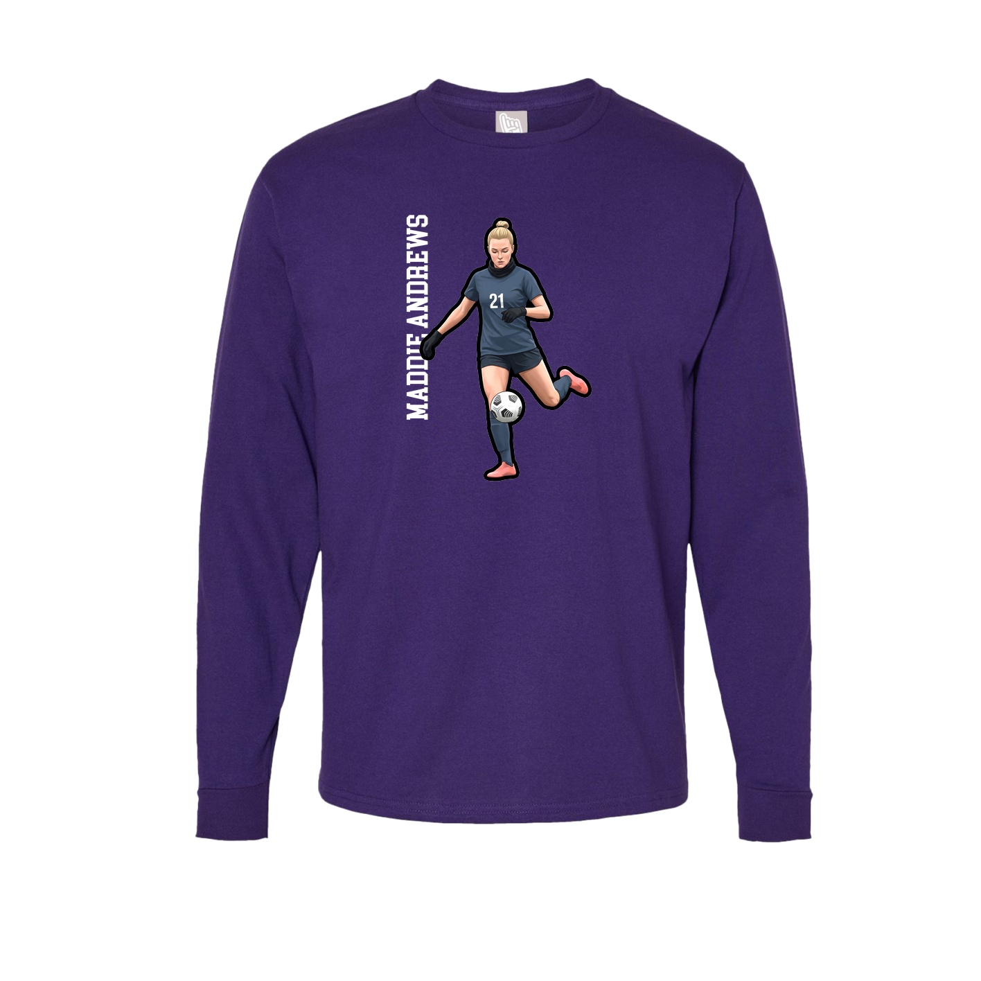 Long Sleeve Tee — Name Vertical in Purple