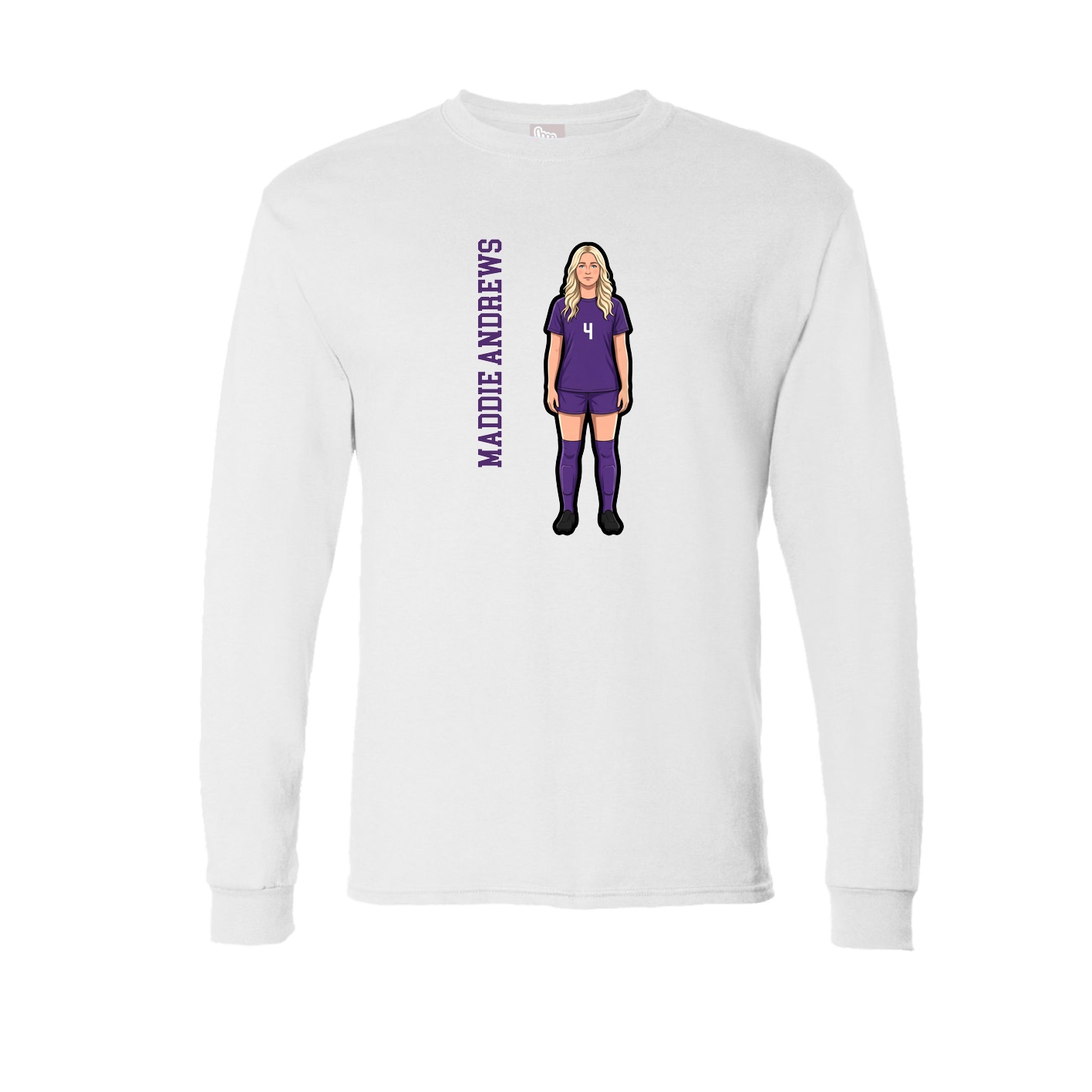 Long Sleeve Tee — Name Vertical in White
