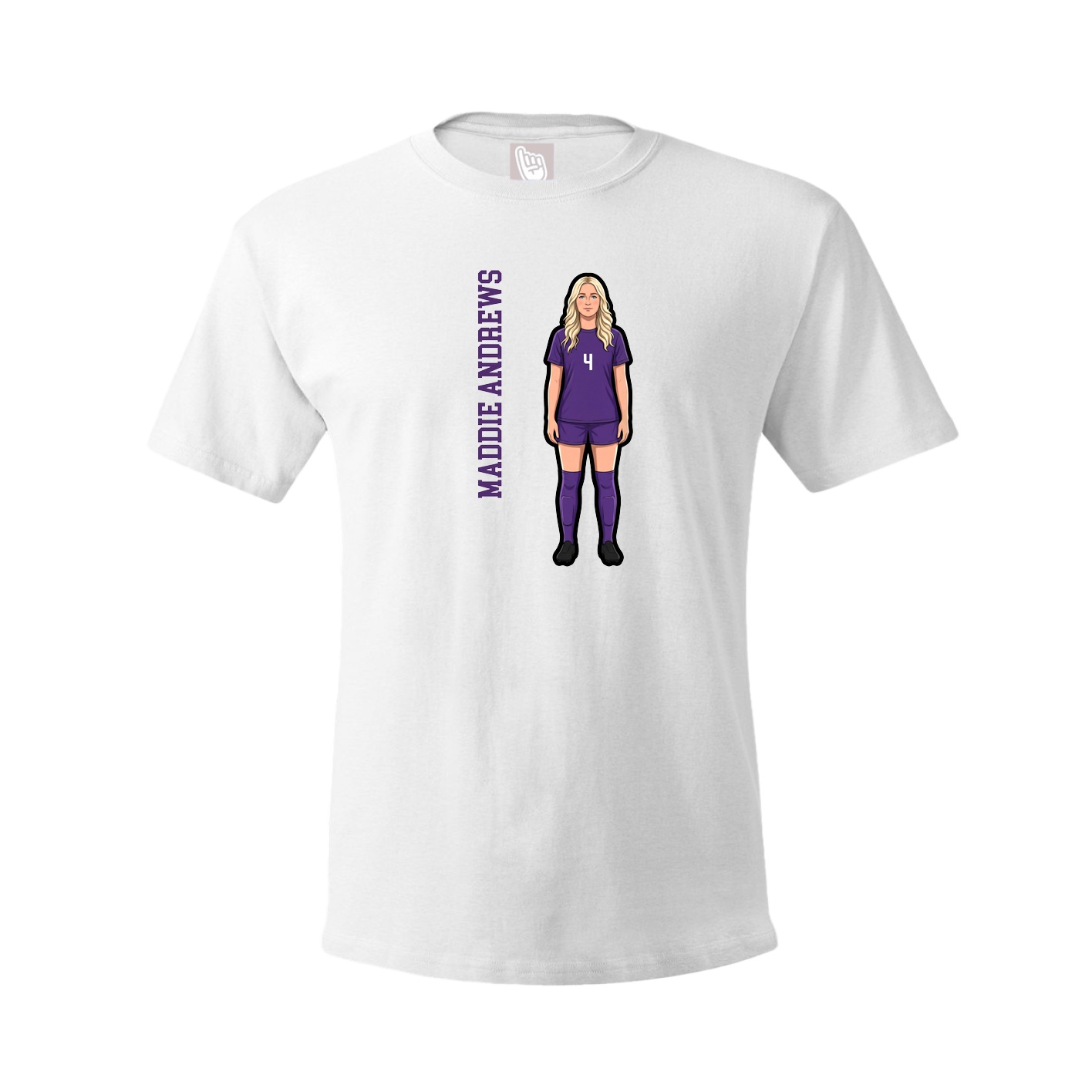 Youth Tee — Name Vertical in White