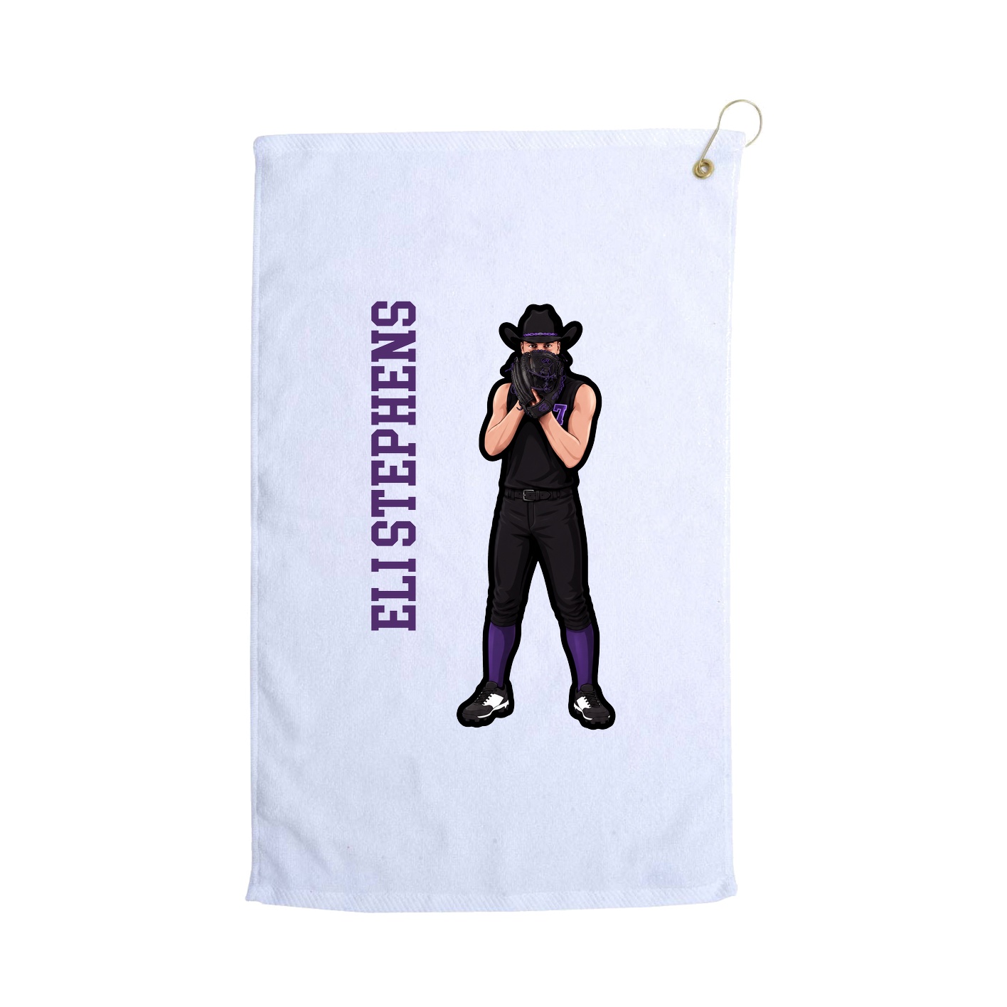 Golf Towel — Name Vertical in White
