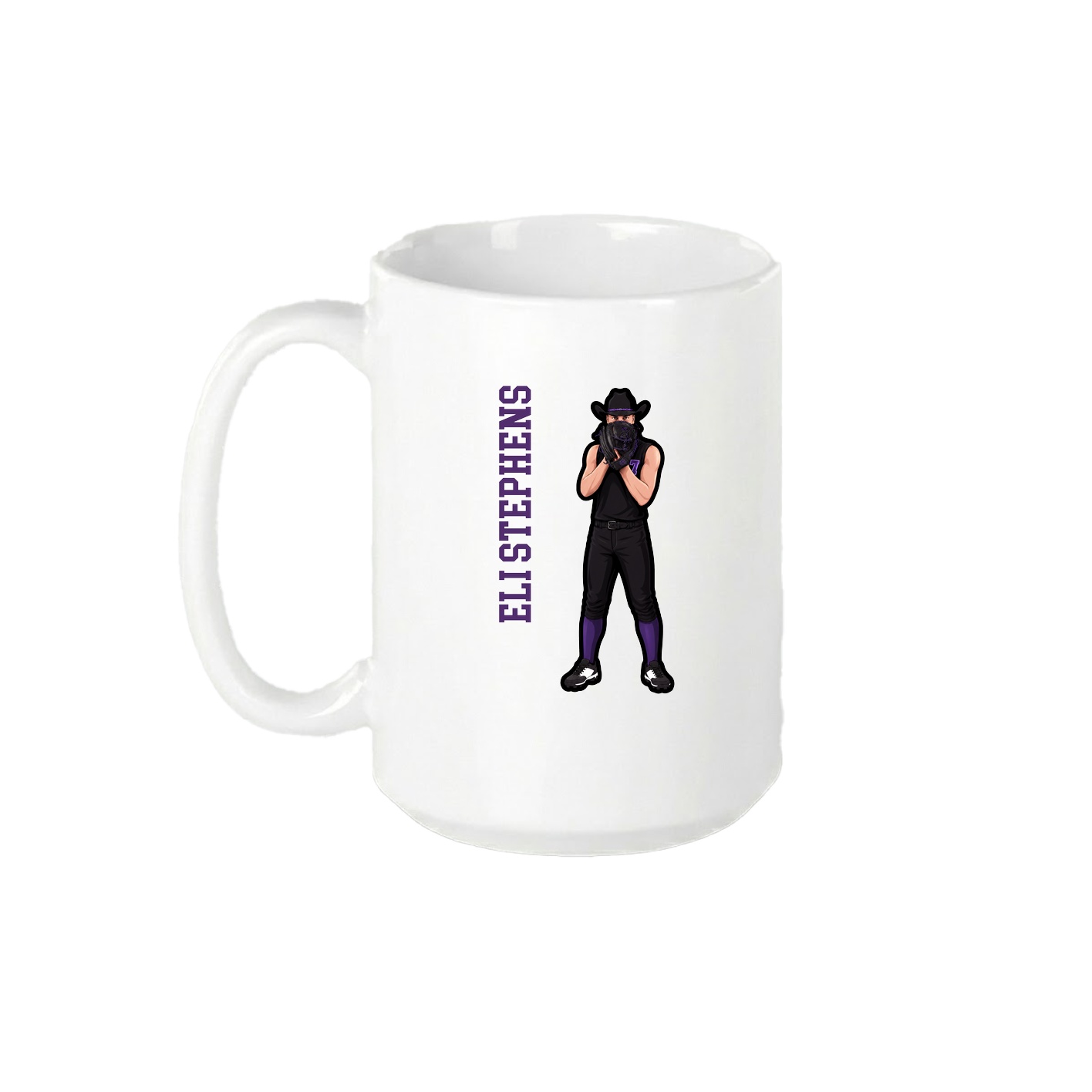 15oz Coffee Mug — Name Vertical in White