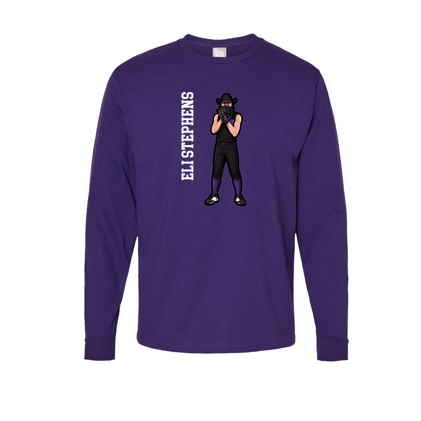Long Sleeve Tee — Name Vertical in Purple