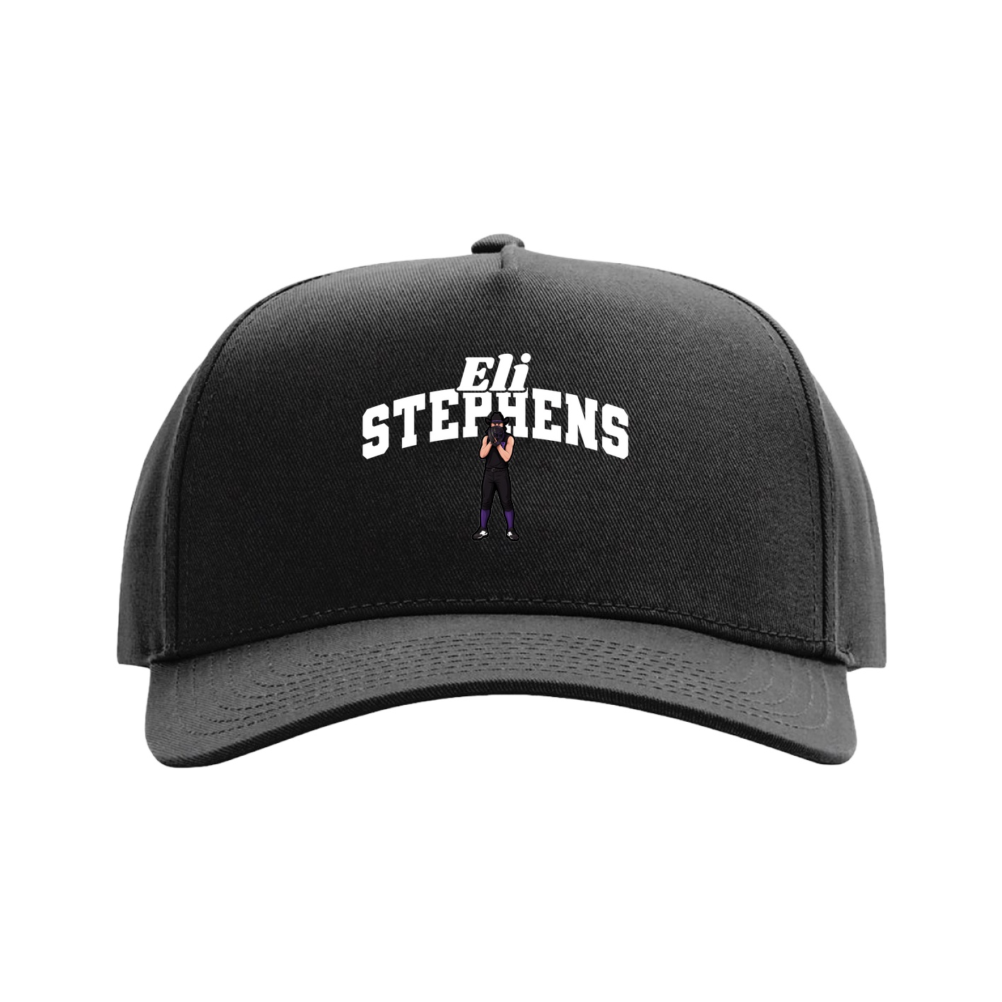 Full Fabric Five-Panel Champ Cap — Signature Arch in Black