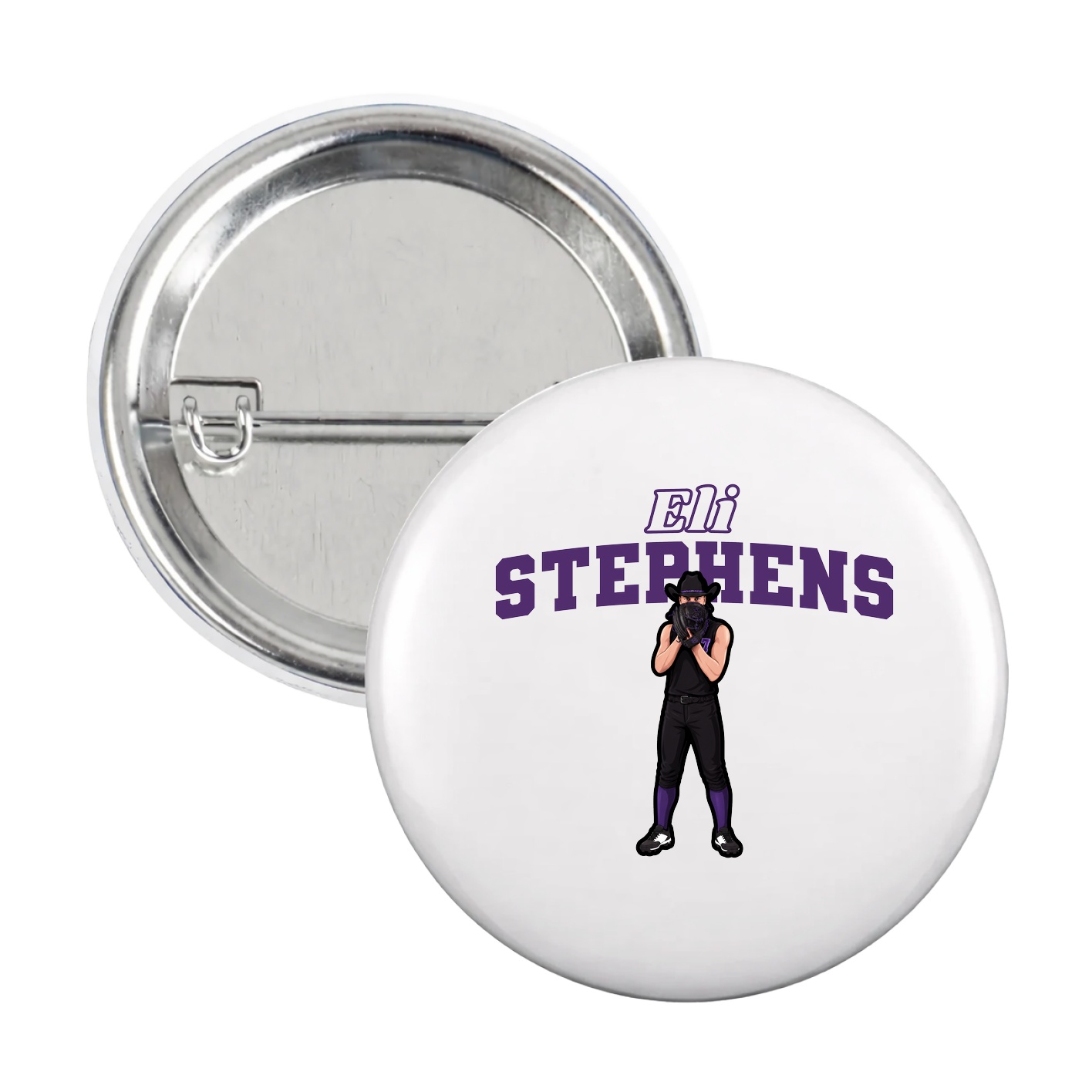Game Day Button — Name Arch in White