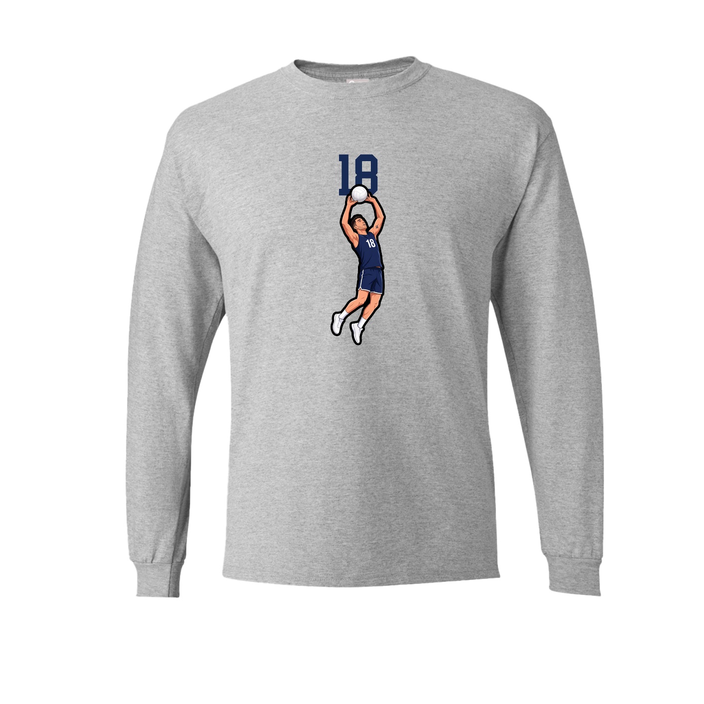 Long Sleeve Tee — Number Top in Grey