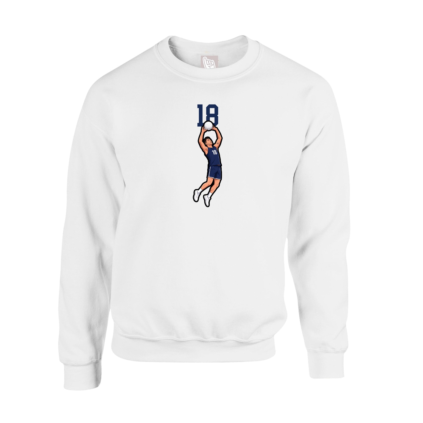 Fleece Crew — Number Top in White