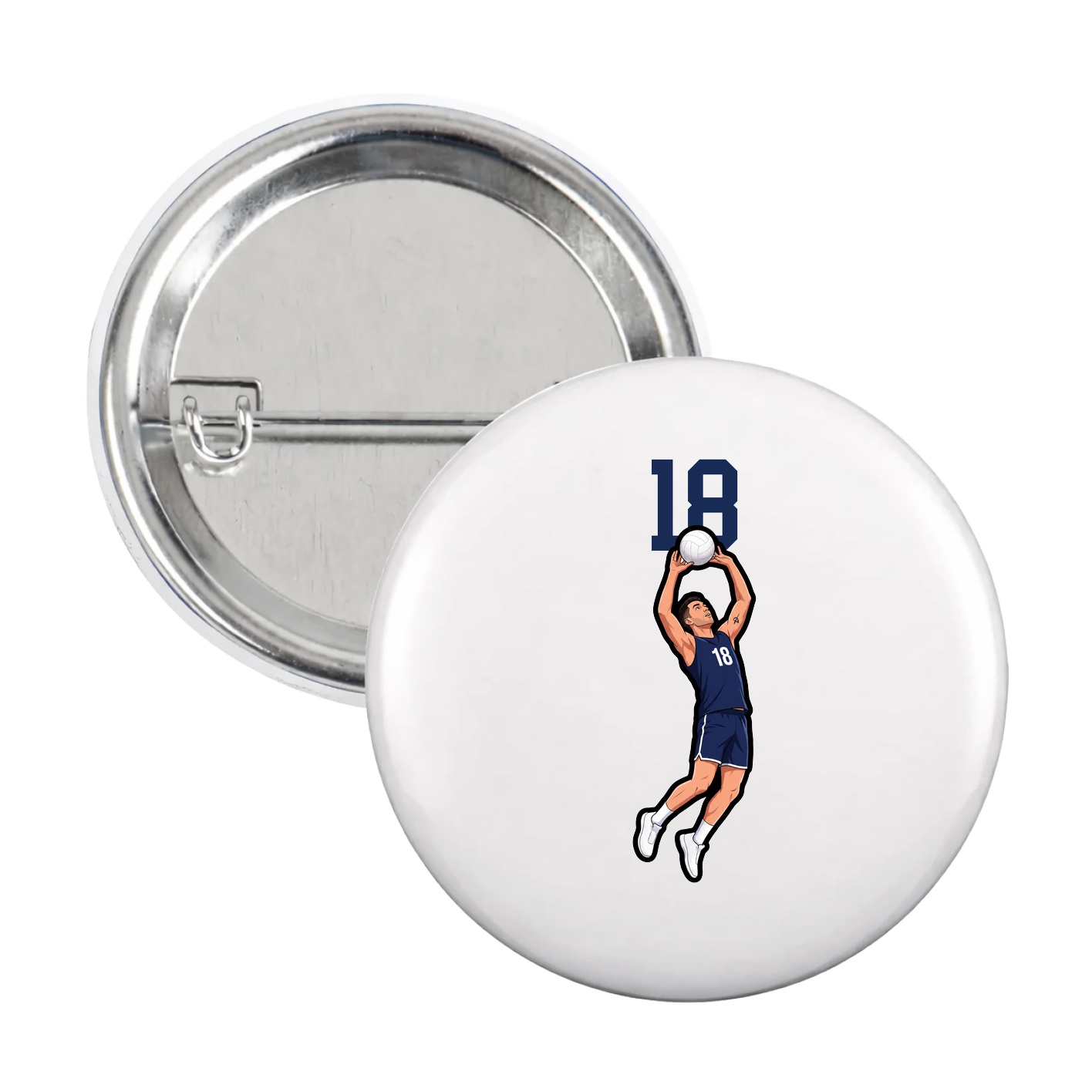 Game Day Button — Number Top in White