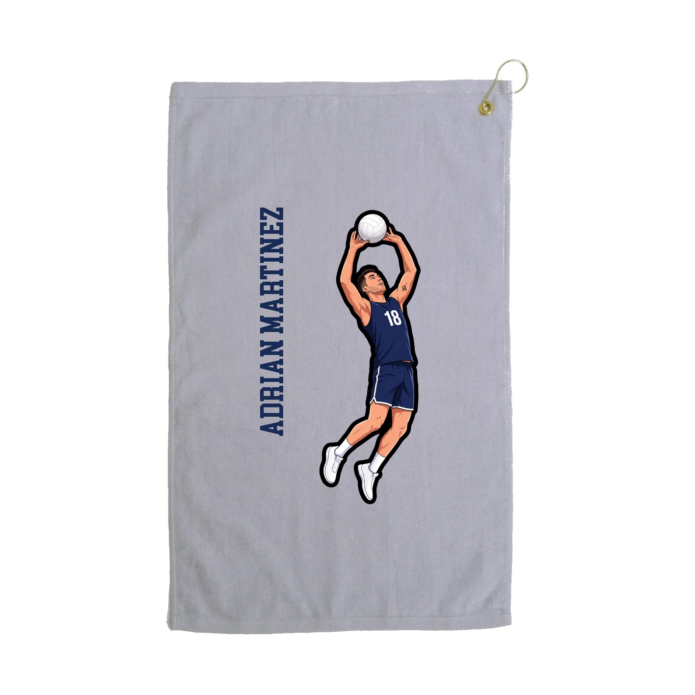 Golf Towel — Name Vertical in Grey