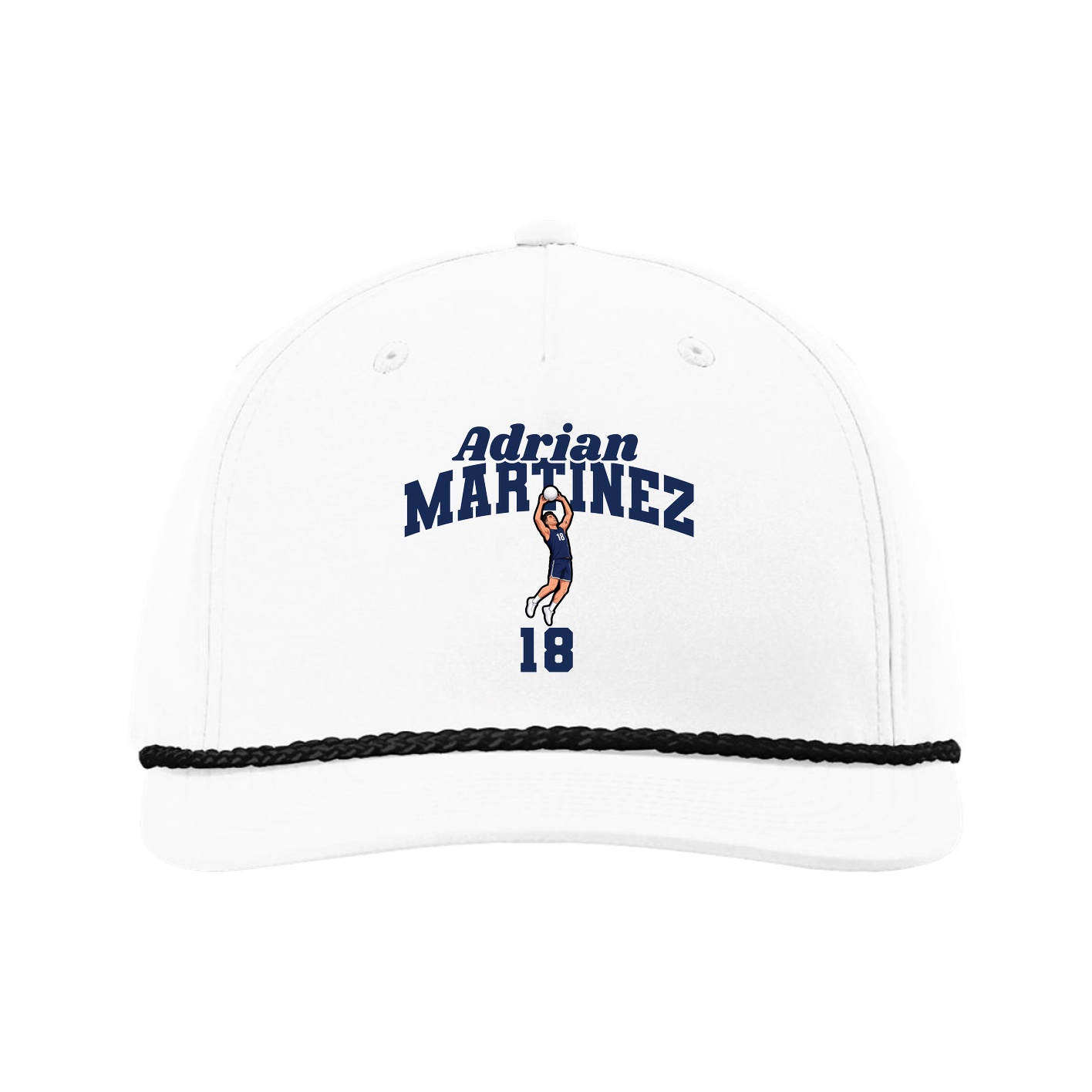 Five-Panel Classic Rope Cap — Signature Arch in White