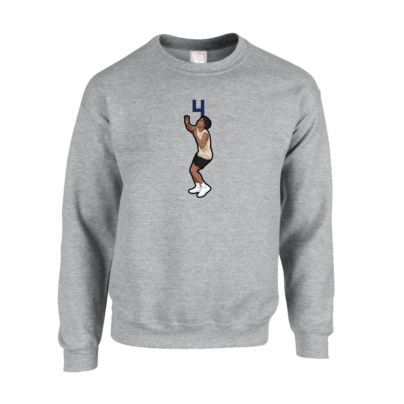 Fleece Crew — Number Top in Grey