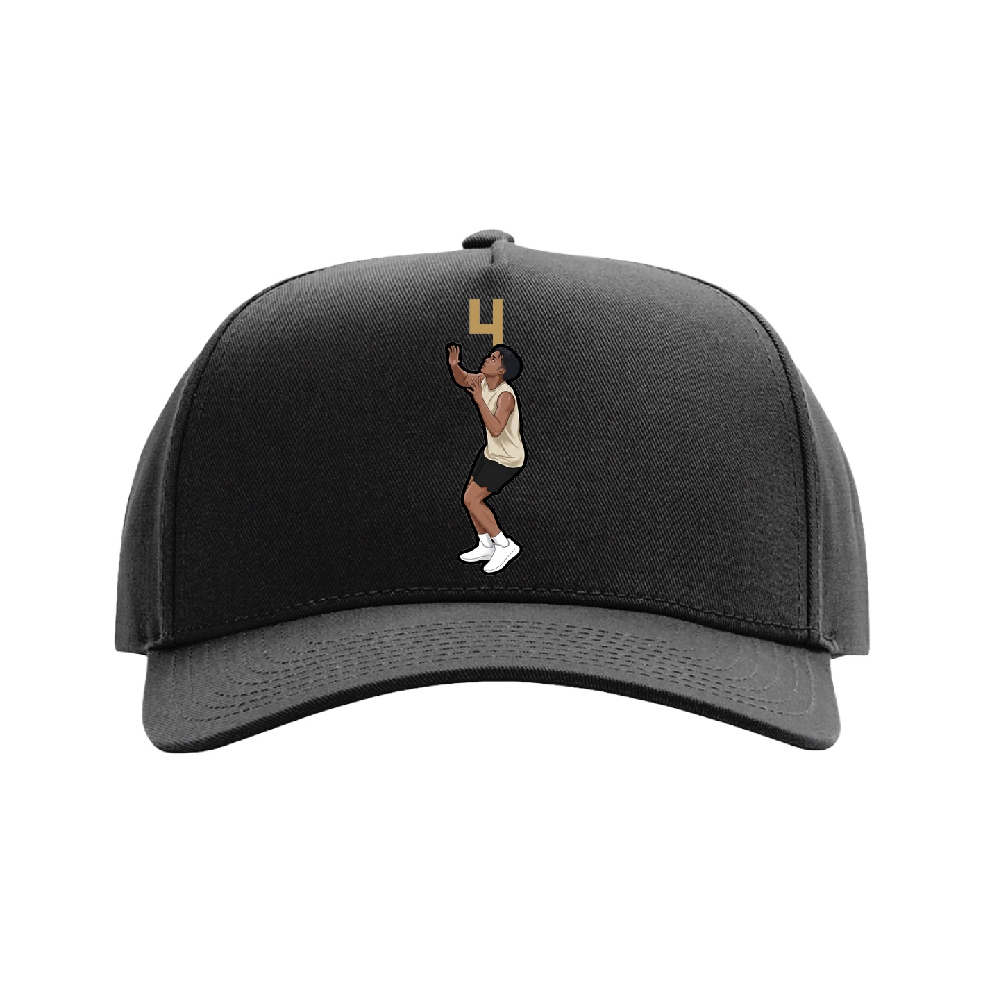 Full Fabric Five-Panel Champ Cap — Number Top in Black