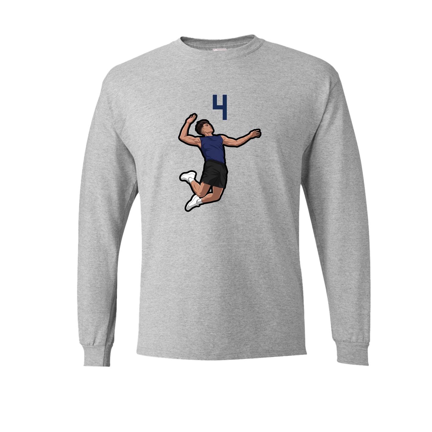 Long Sleeve Tee — Number Top in Grey