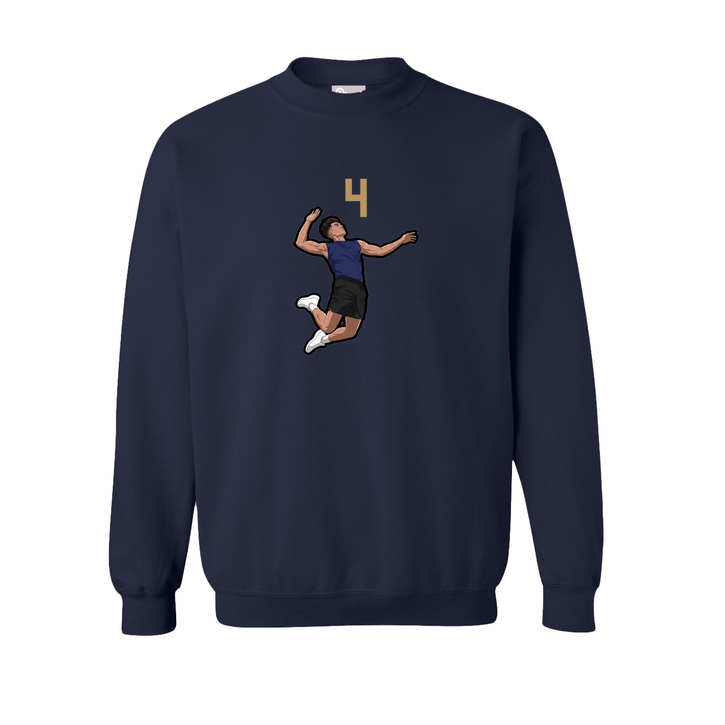 Fleece Crew — Number Top in Navy