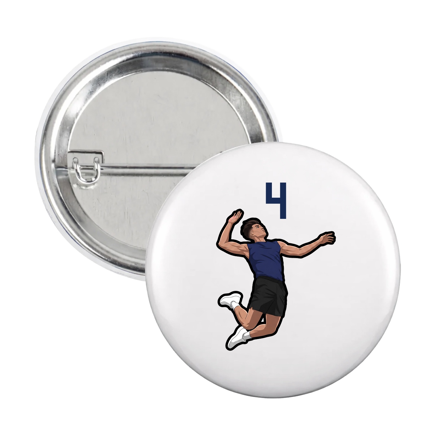 Game Day Button — Number Top in White