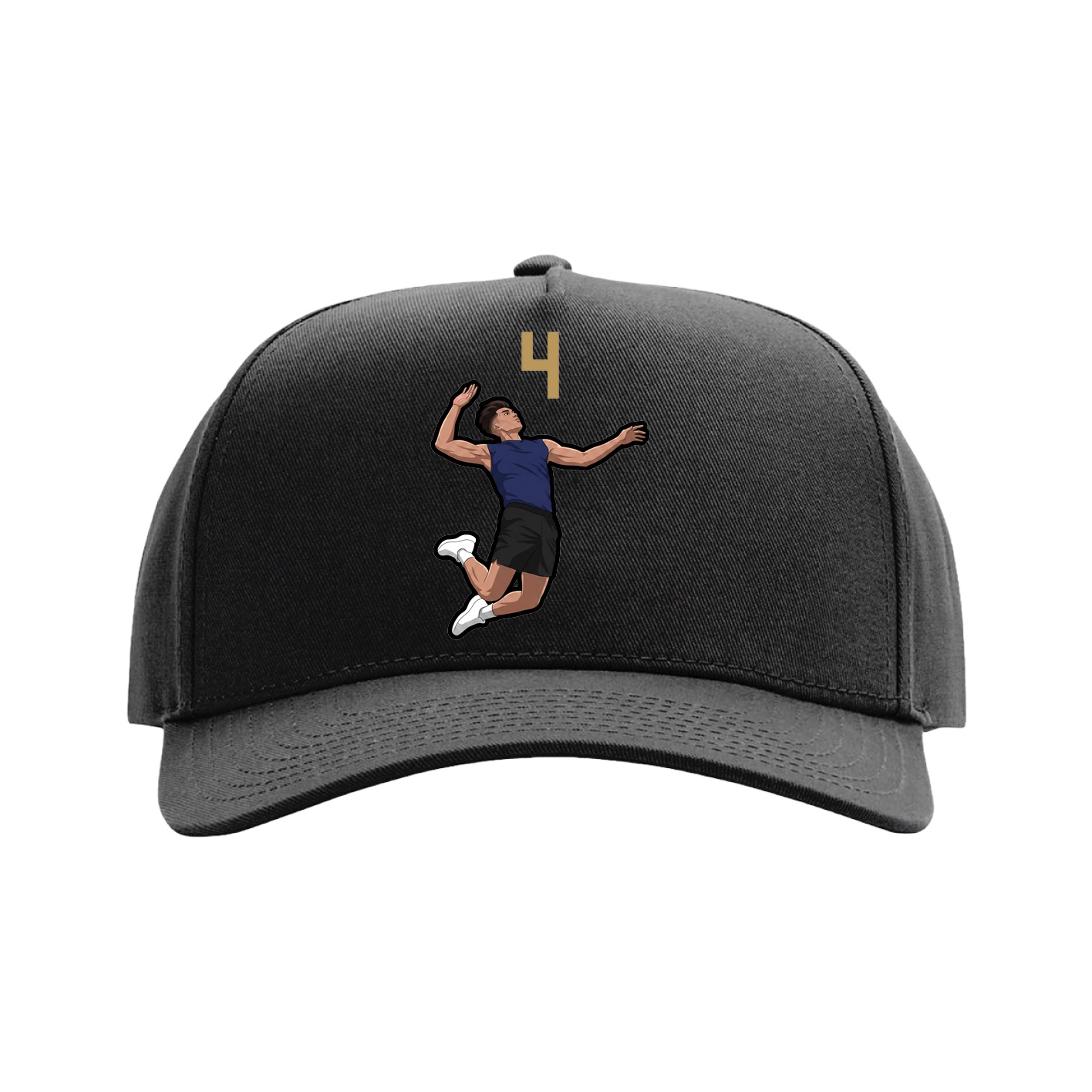 Full Fabric Five-Panel Champ Cap — Number Top in Black