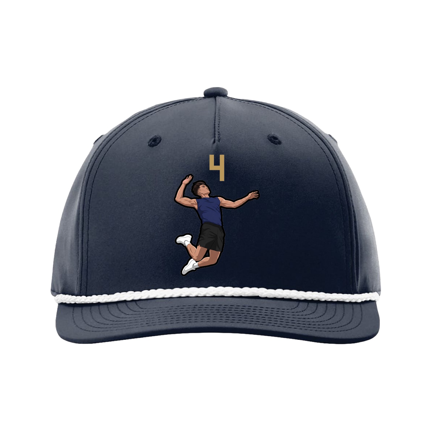 Five-Panel Classic Rope Cap — Number Top in Navy
