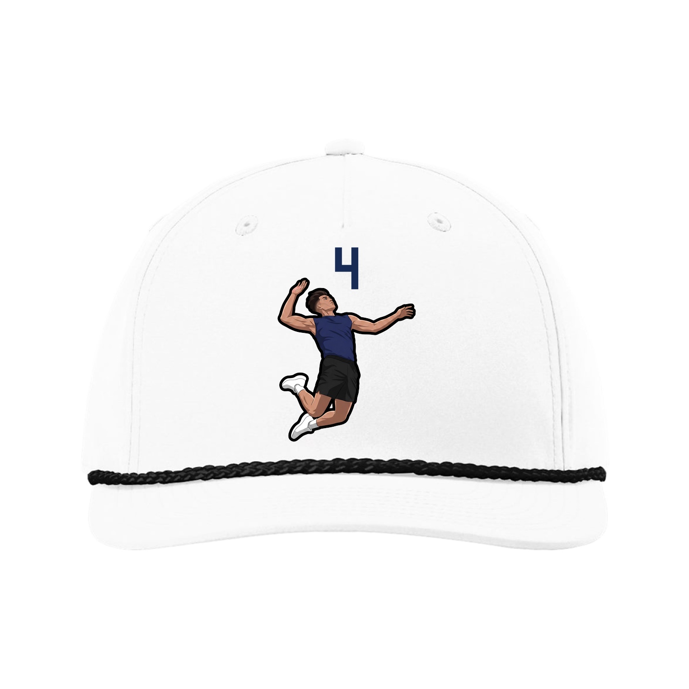 Five-Panel Classic Rope Cap — Number Top in White