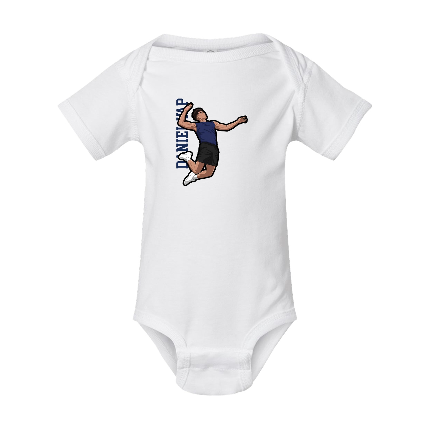 Baby Onesie — Name Vertical in White