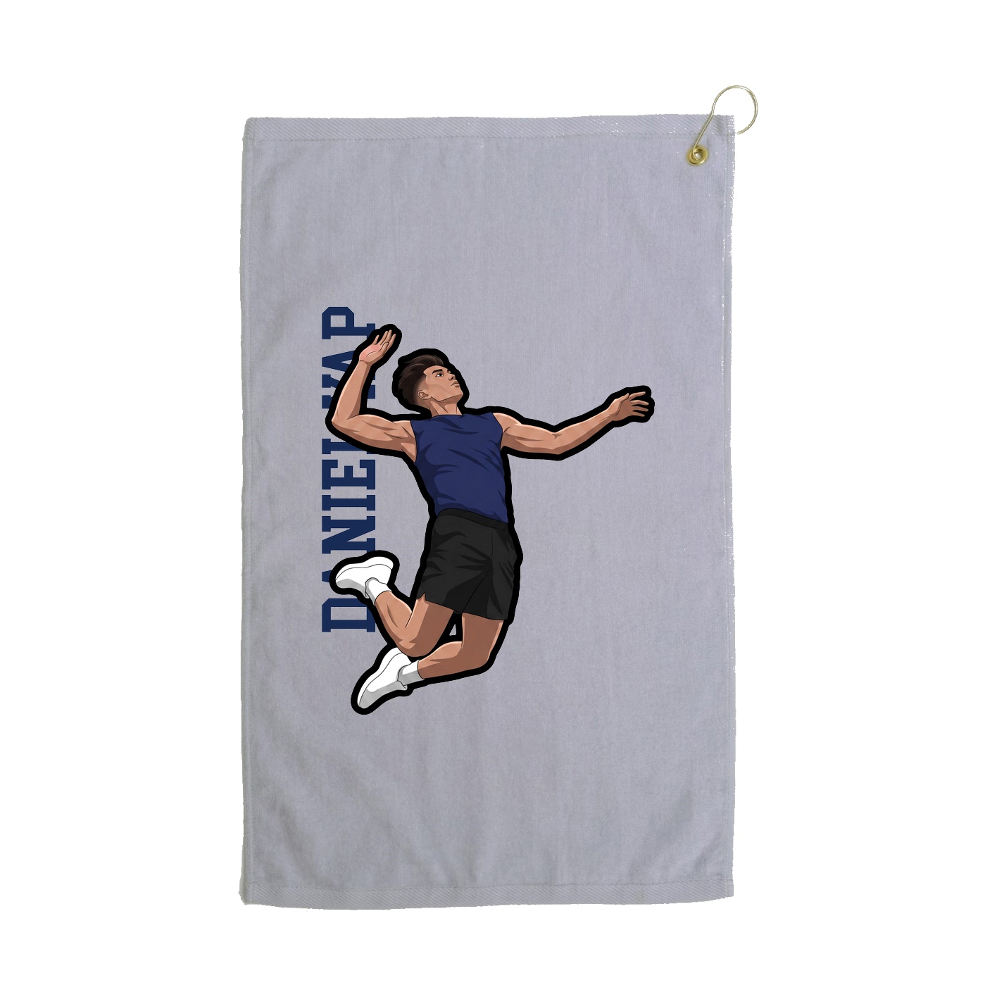 Golf Towel — Name Vertical in Grey