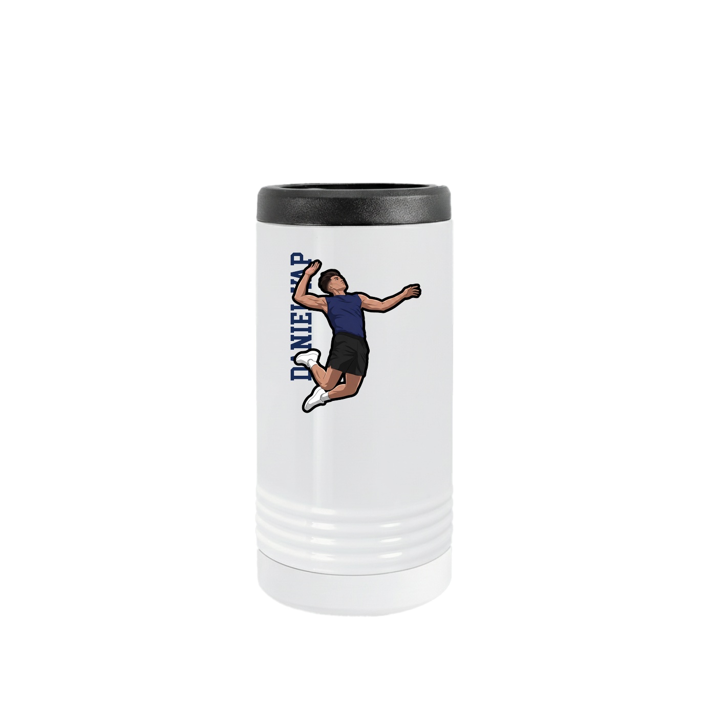 Slim Beverage Holder — Name Vertical in White