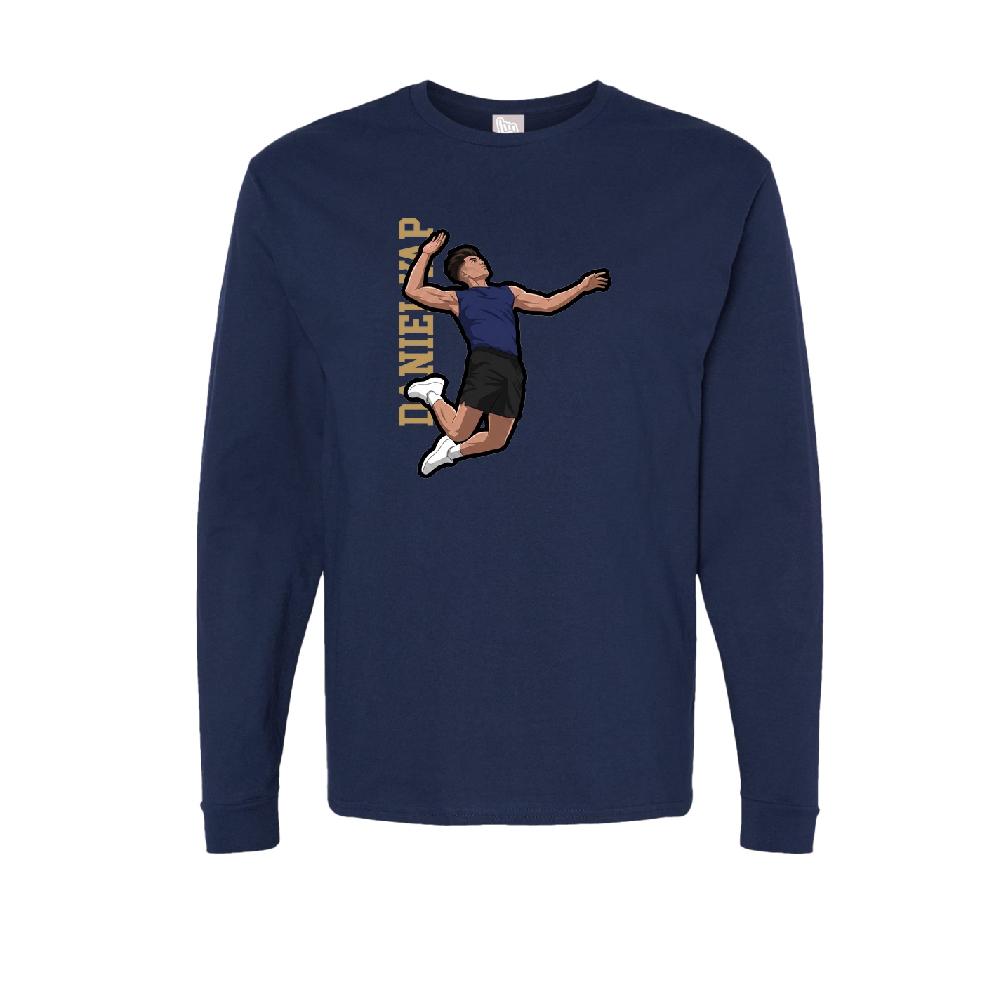 Long Sleeve Tee — Name Vertical in Navy