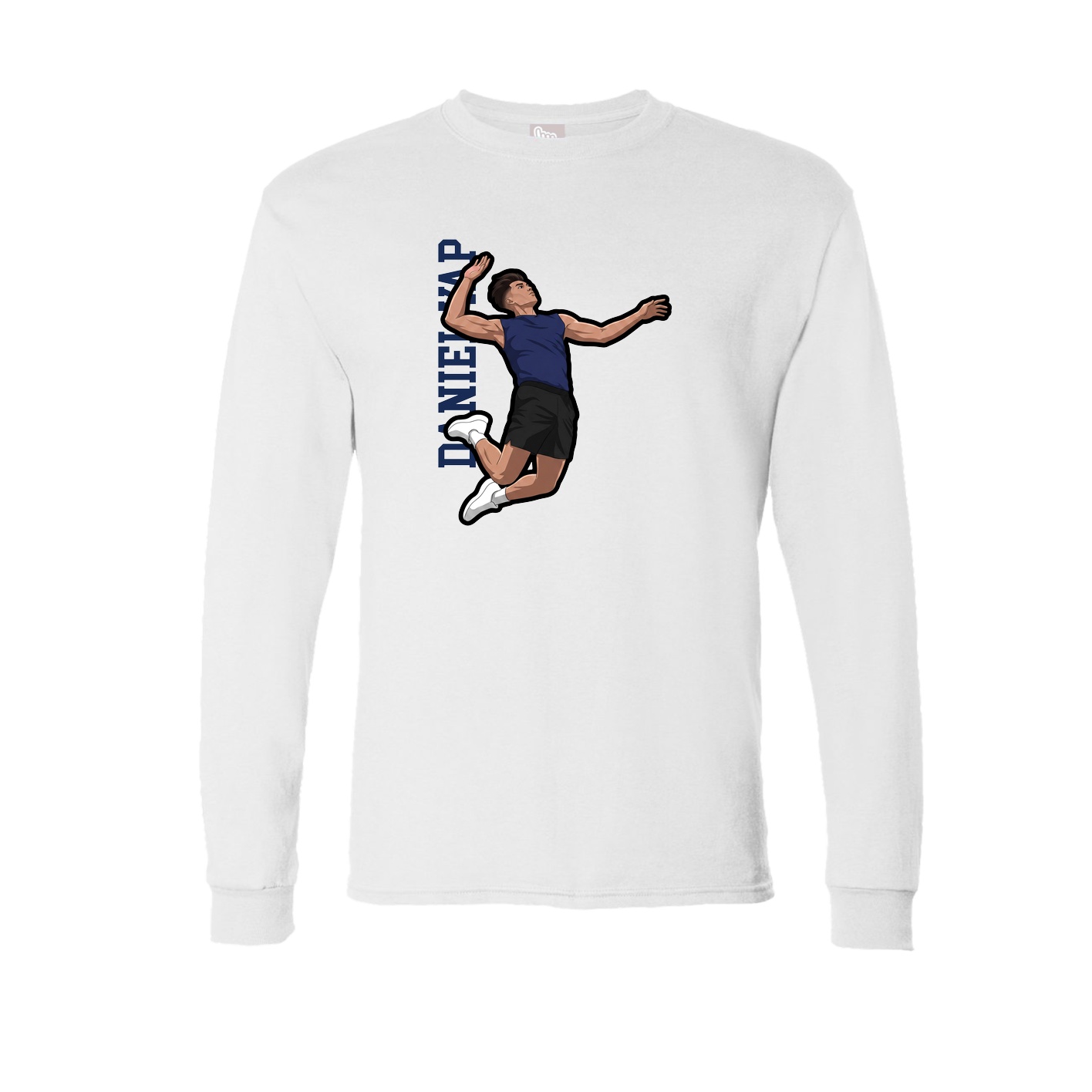 Long Sleeve Tee — Name Vertical in White