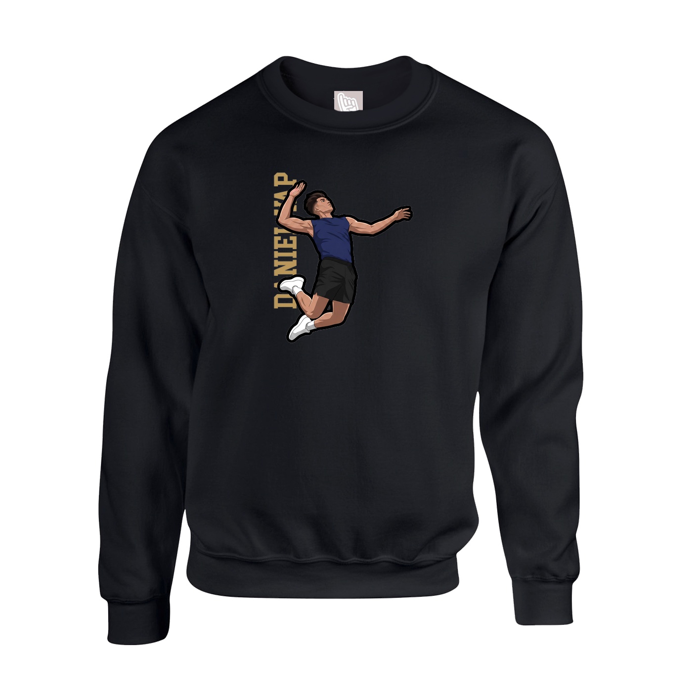 Fleece Crew — Name Vertical in Black