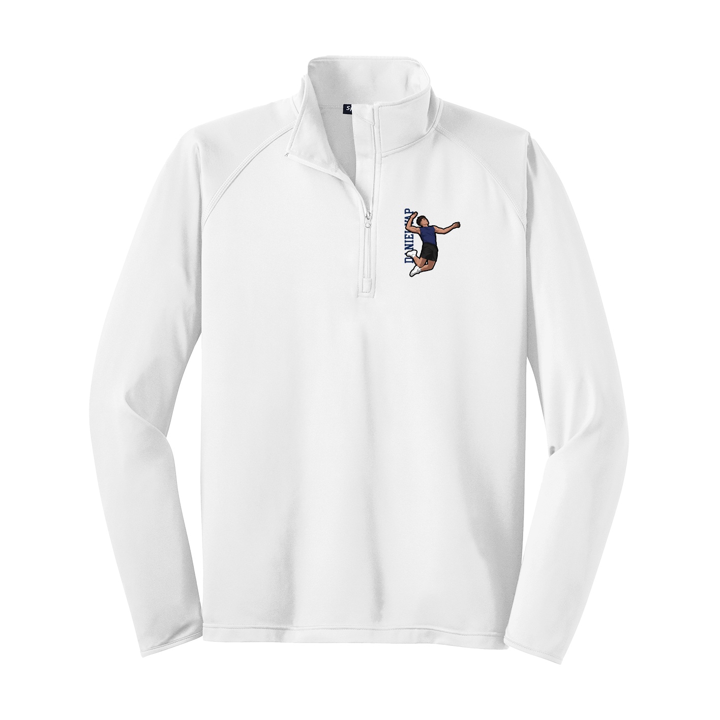 Q-Zip Pullover — Name Vertical in White