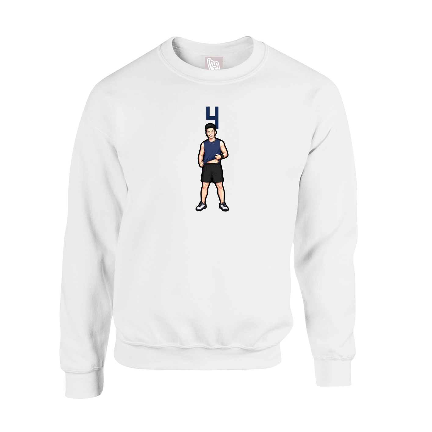 Fleece Crew — Number Top in White