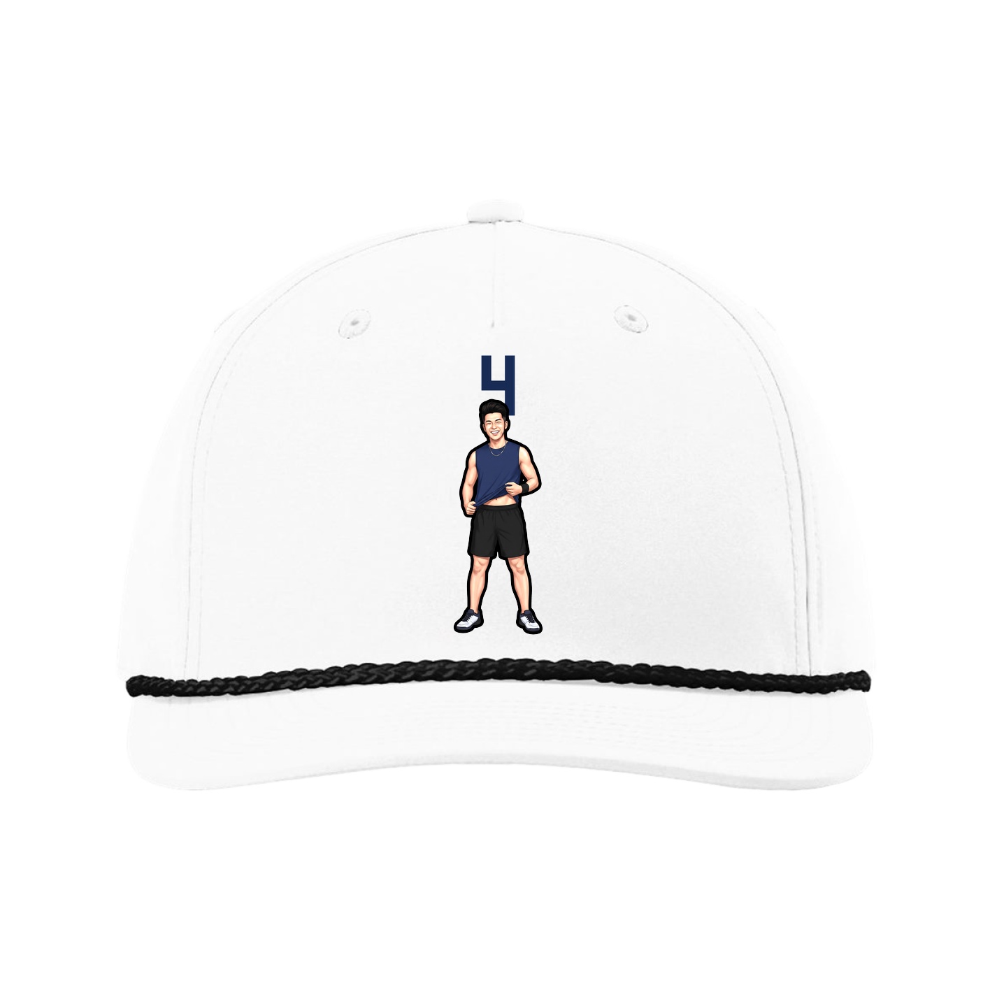 Five-Panel Classic Rope Cap — Number Top in White