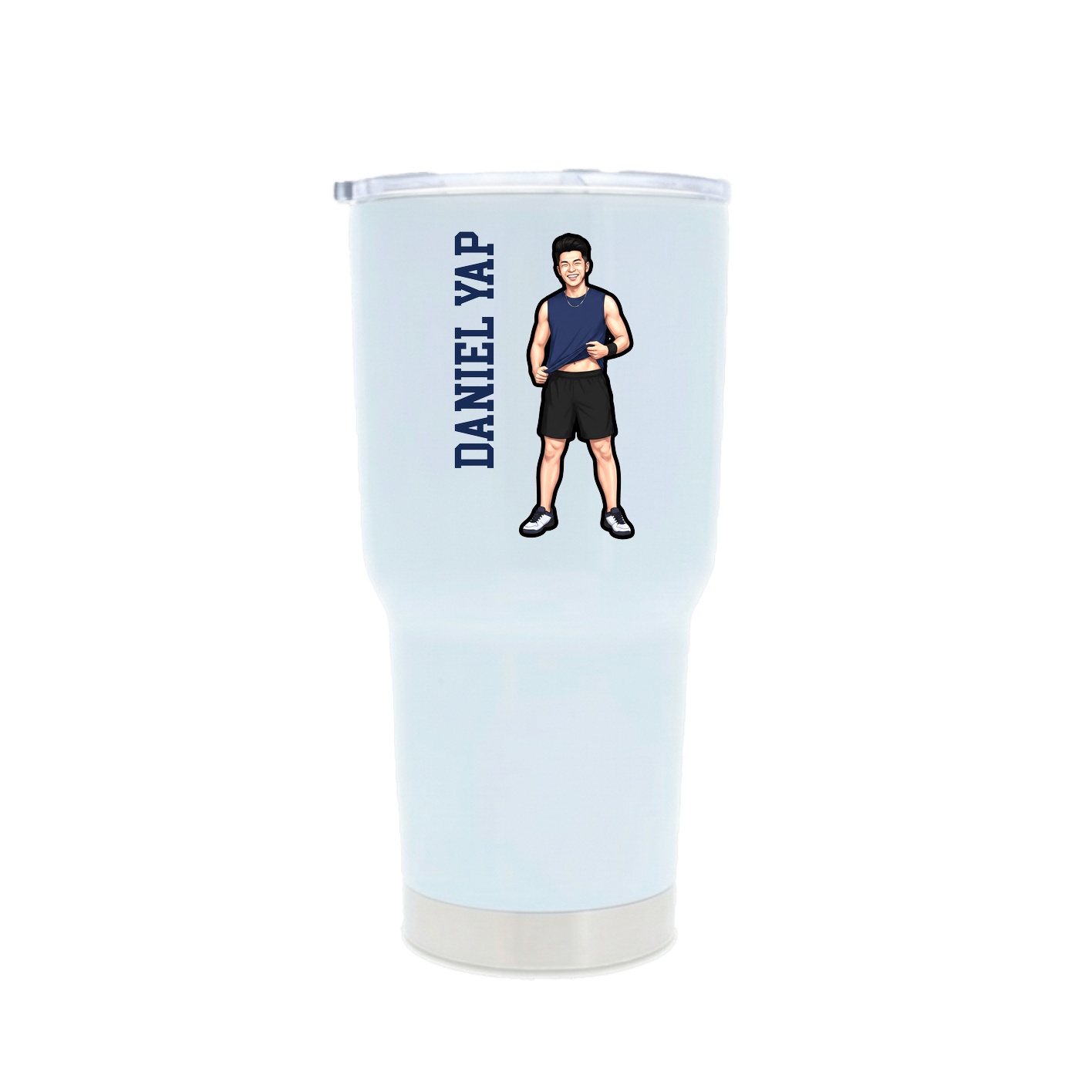 30oz Stainless Steel Tumbler — Name Vertical in White