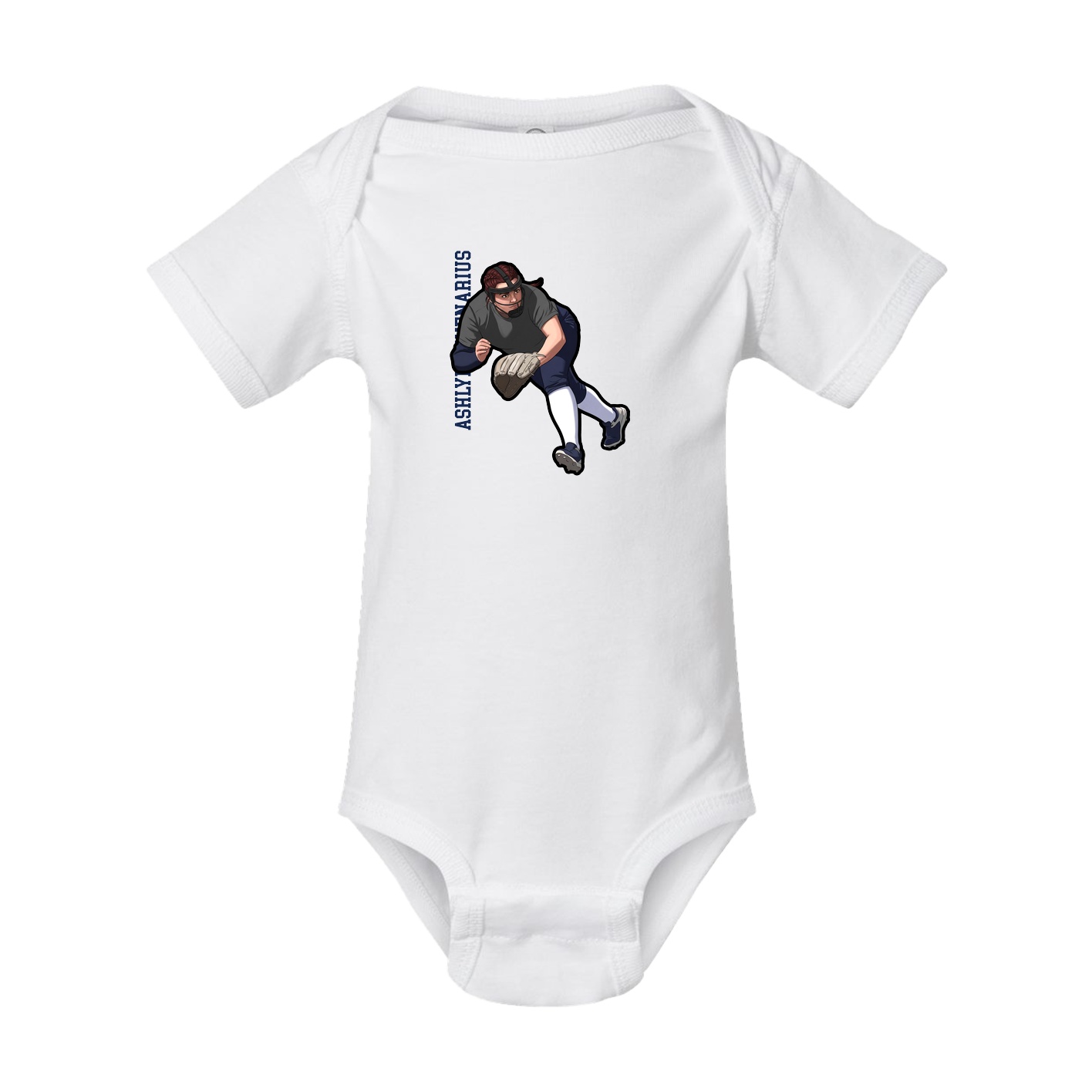 Baby Onesie — Name Vertical in White