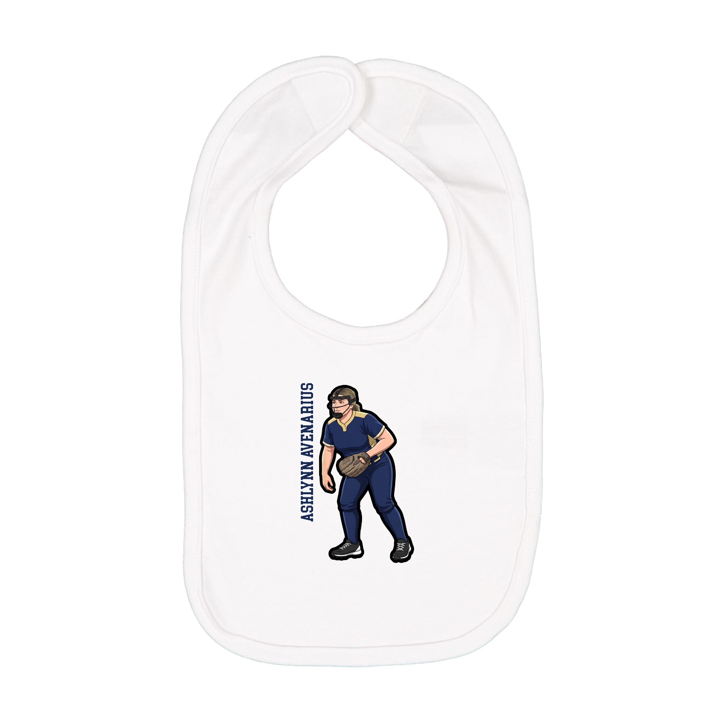 Infant Bib — Name Vertical in White