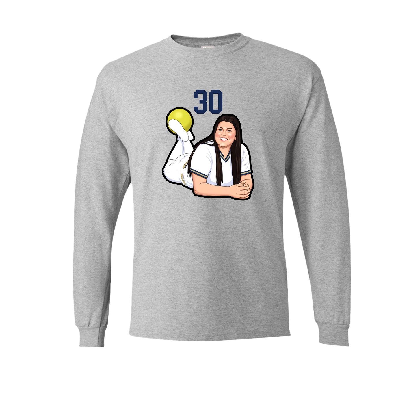 Long Sleeve Tee — Number Top in Grey