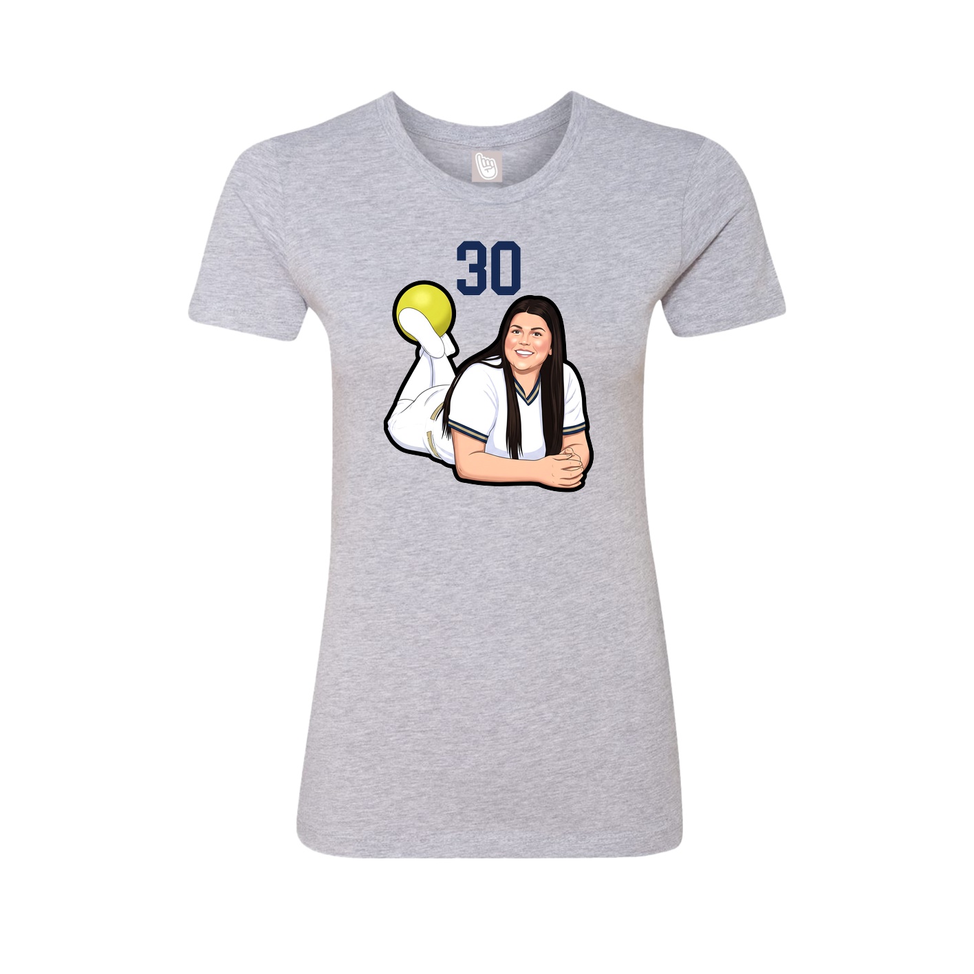 Fitted Women's Tee — Number Top in Grey