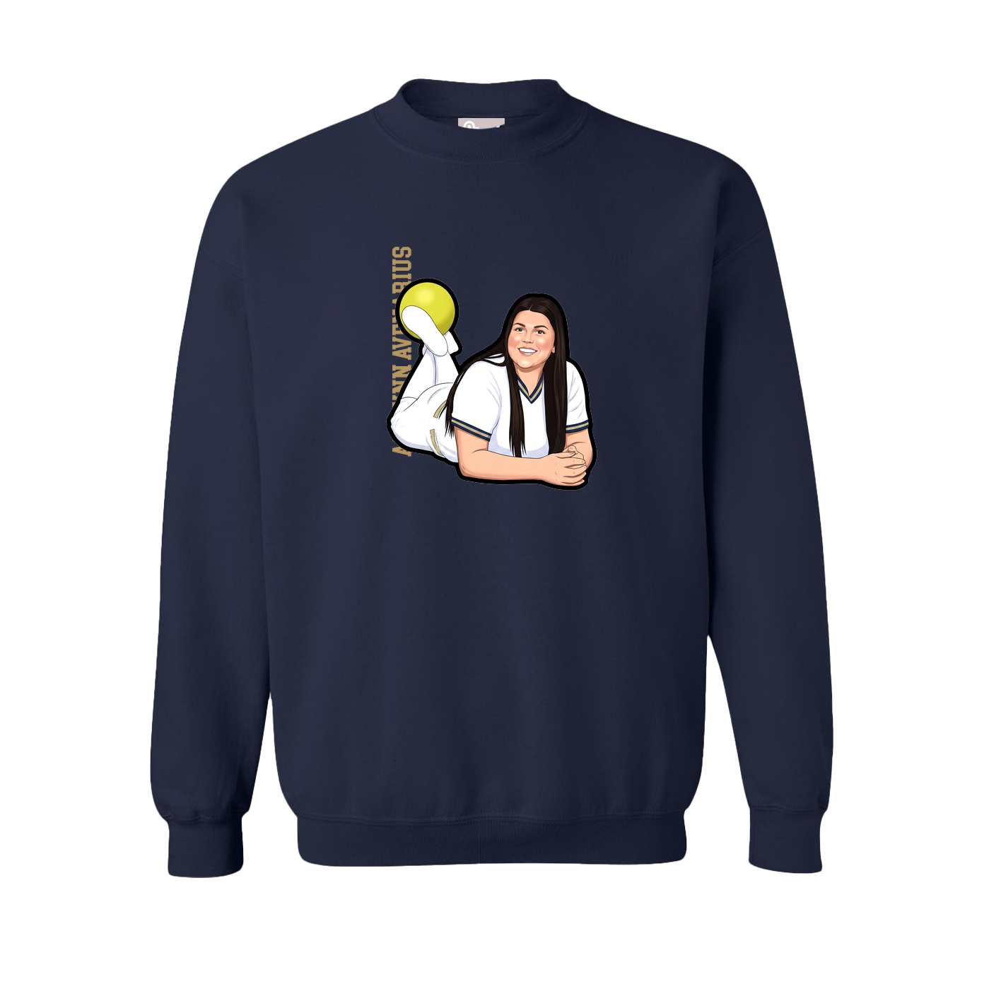 Fleece Crew — Name Vertical in Navy