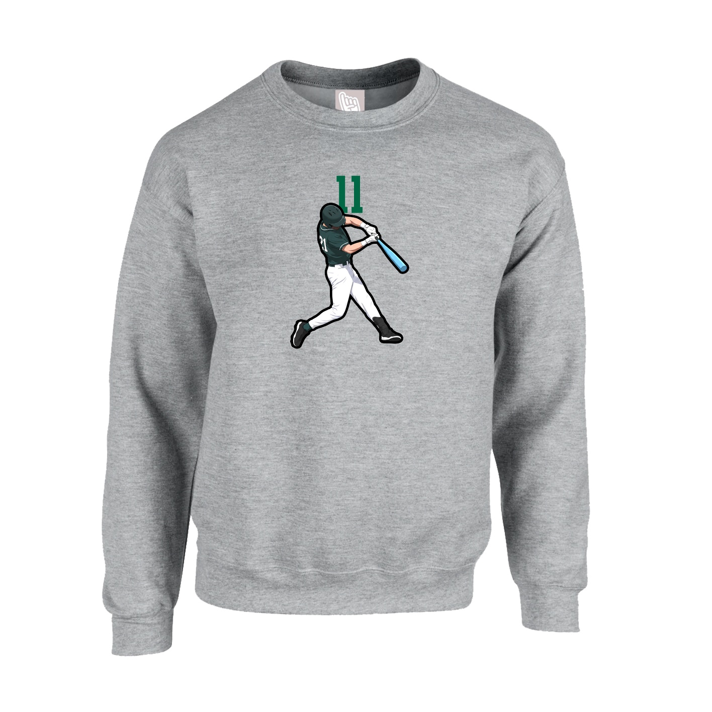 Fleece Crew — Number Top in Grey
