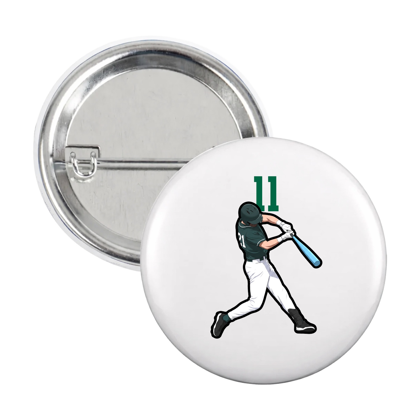 Game Day Button — Number Top in White
