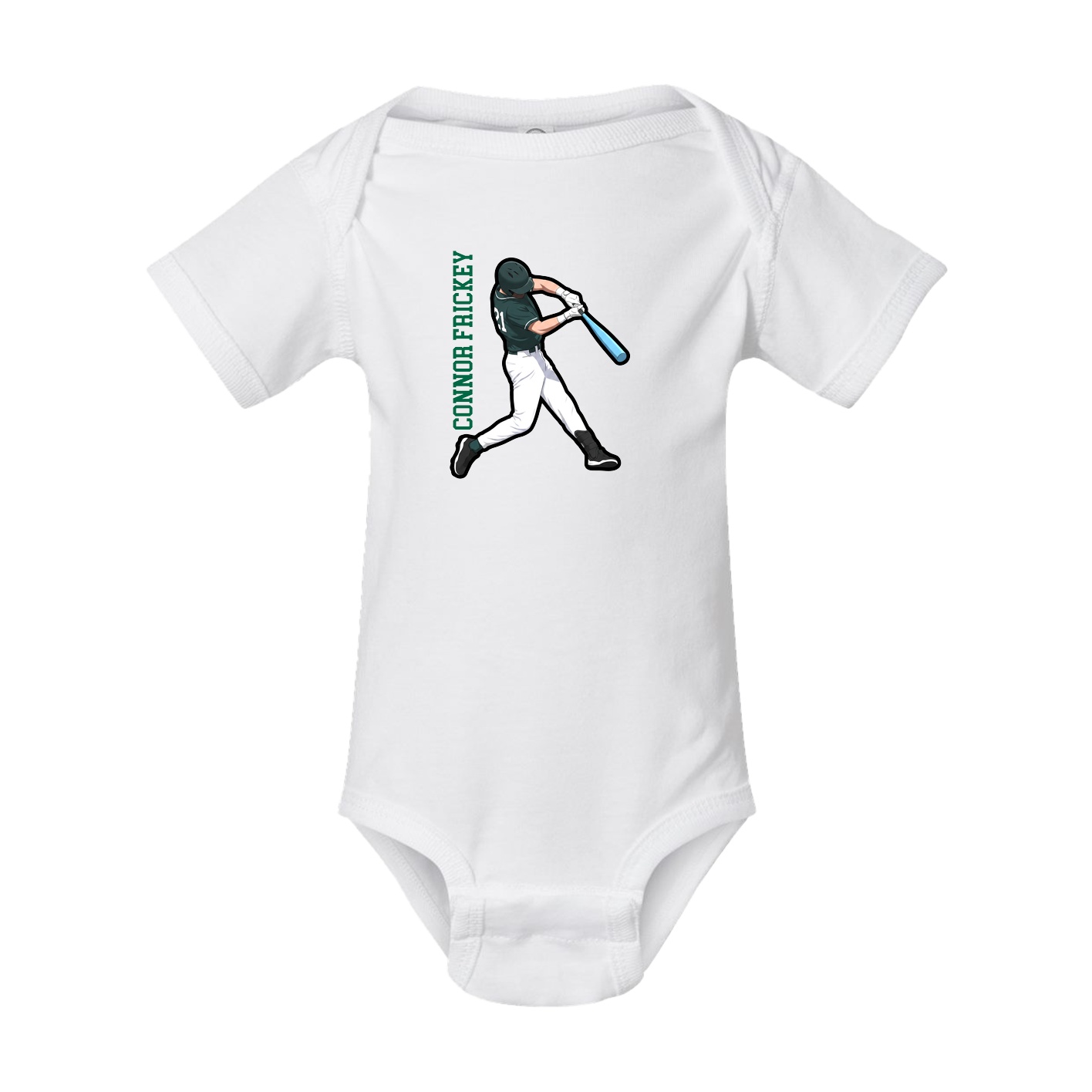 Baby Onesie — Name Vertical in White
