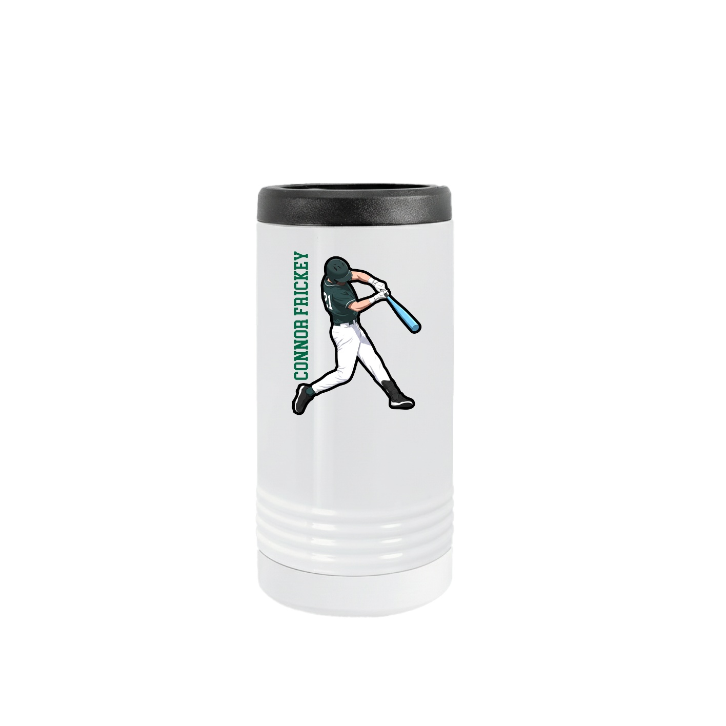 Slim Beverage Holder — Name Vertical in White