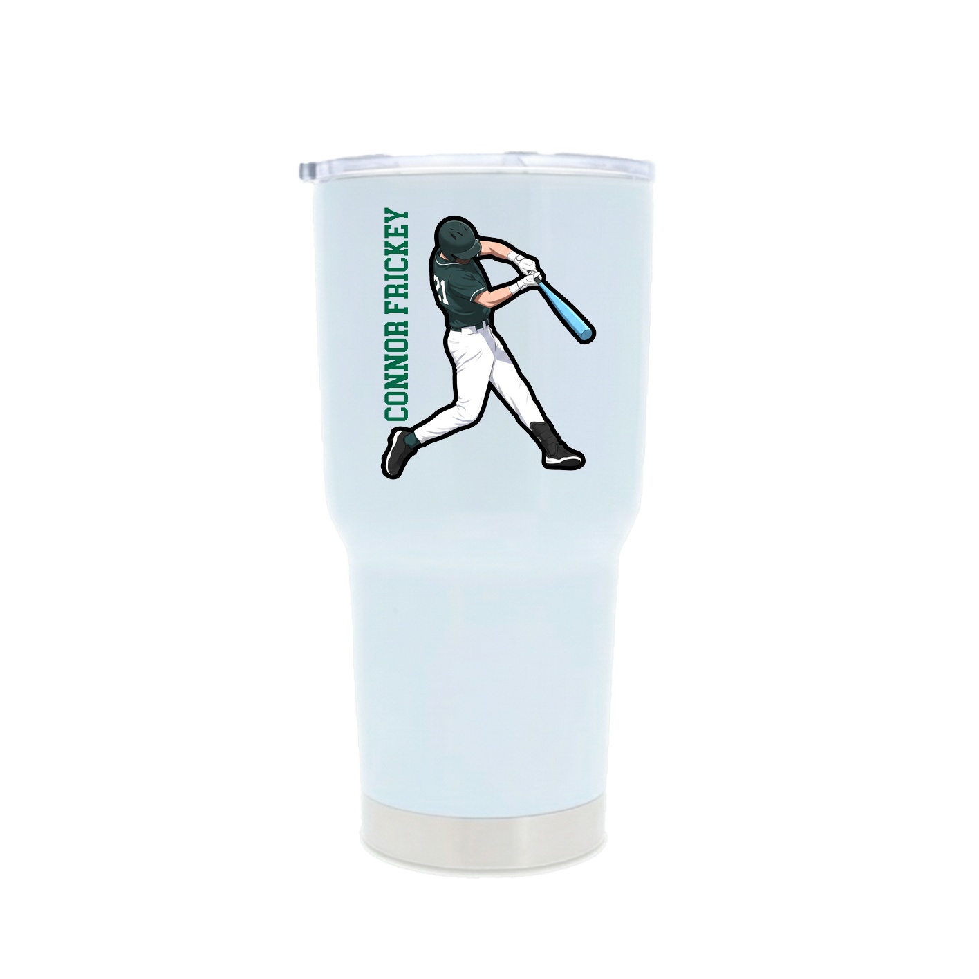 30oz Stainless Steel Tumbler — Name Vertical in White