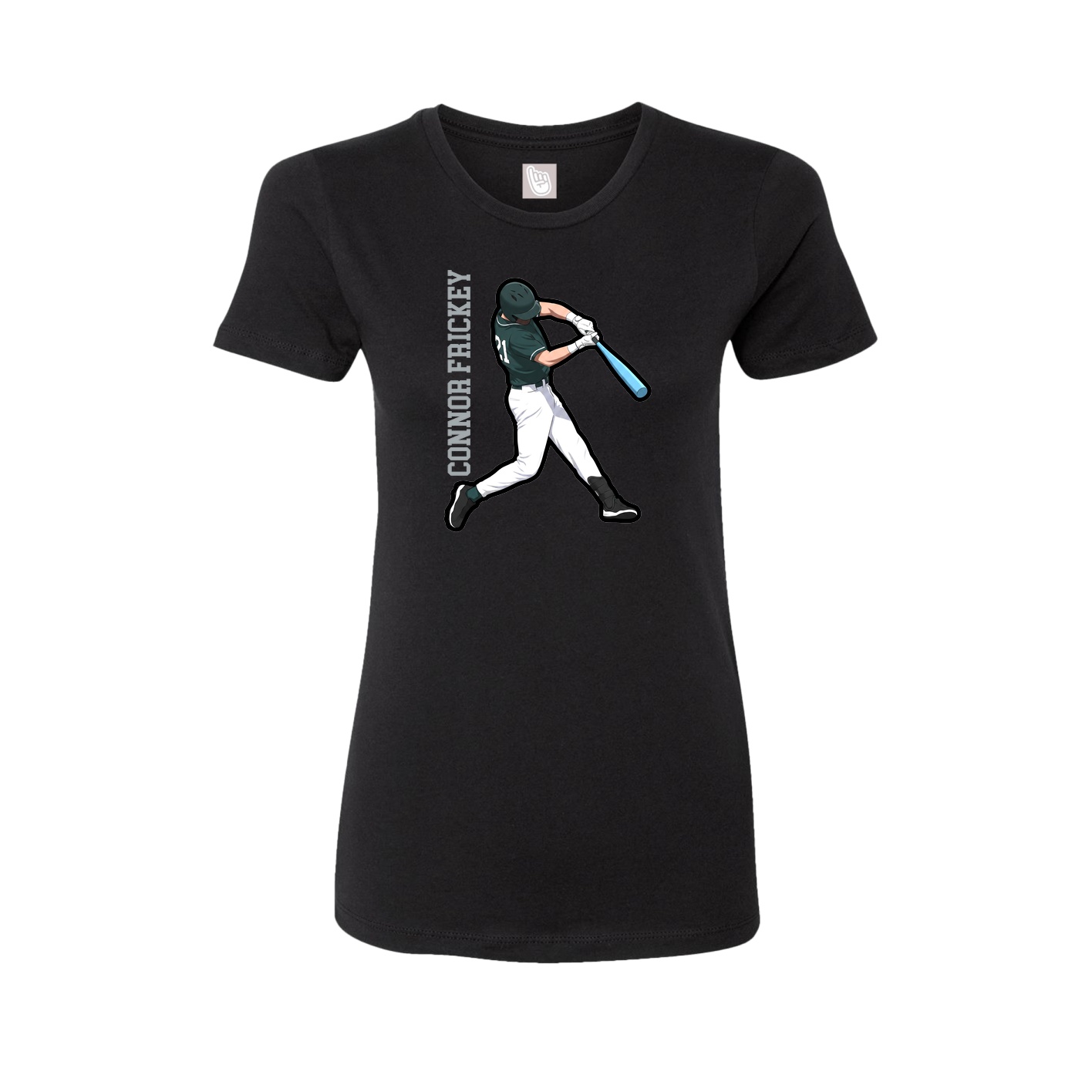 Fitted Women's Tee — Name Vertical in Black