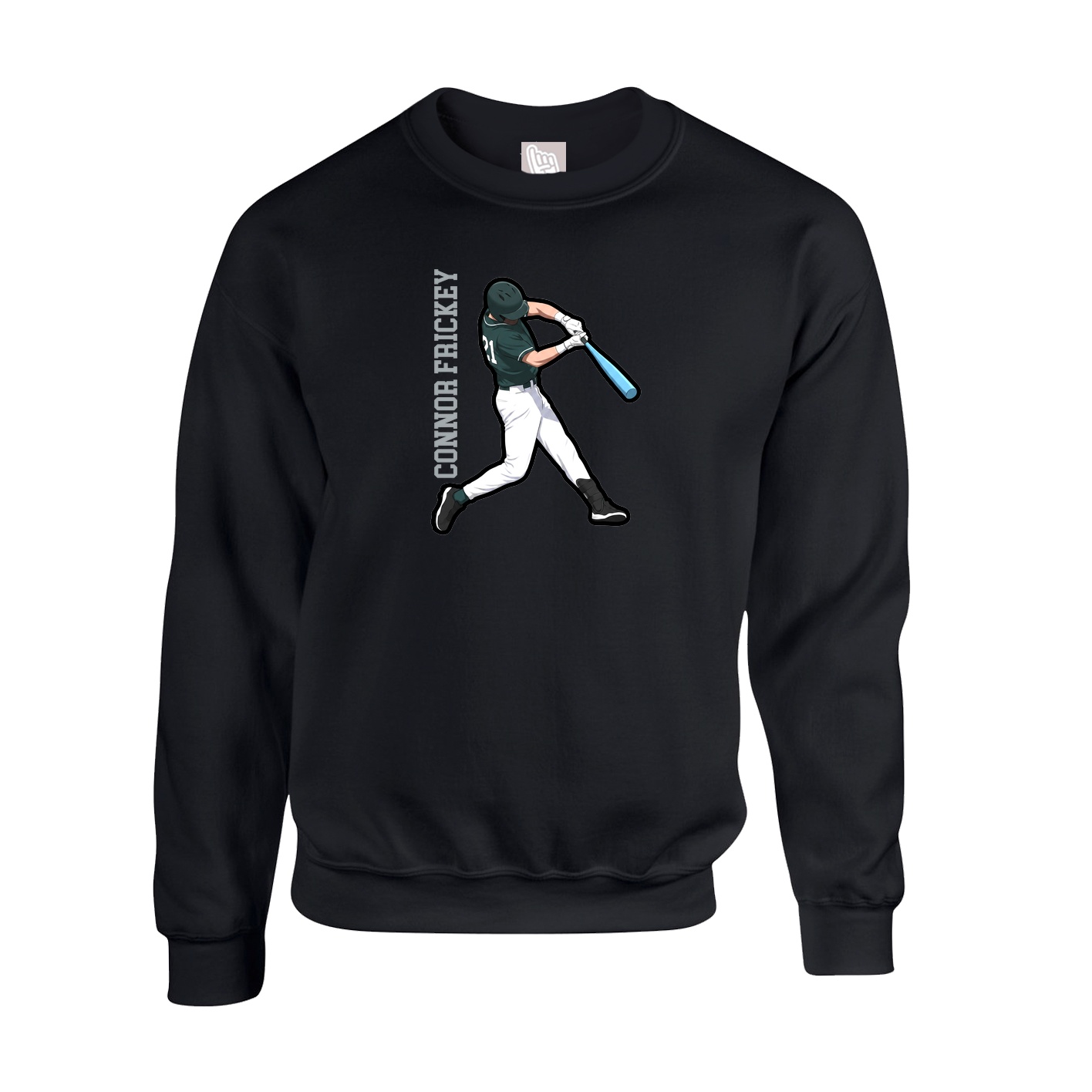 Fleece Crew — Name Vertical in Black